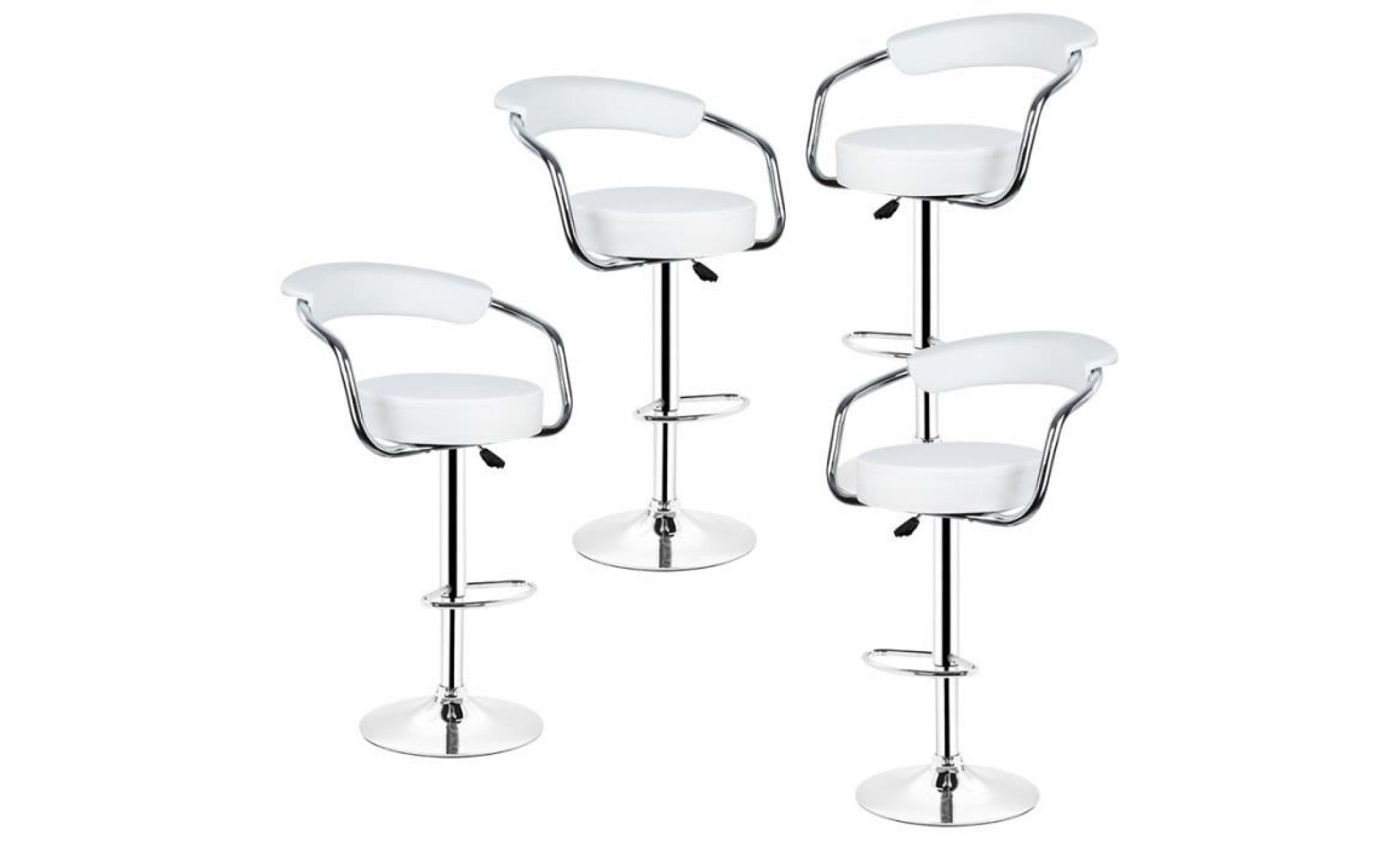 4× tabouret de bar en en similicuir   réglable et pivotant   chaises blanc