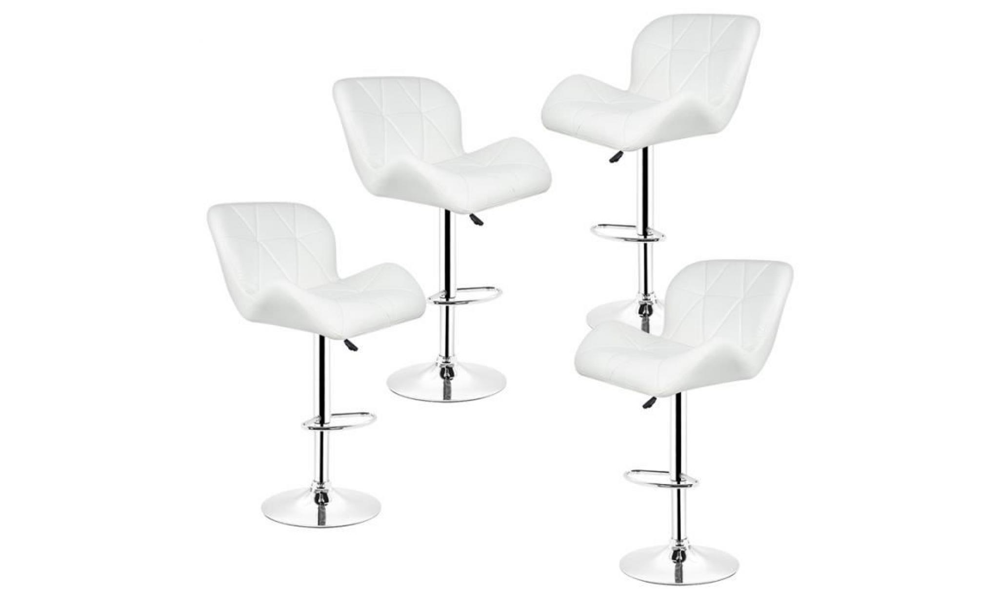 4x tabourets de bar ajustable tabouret moderne stools à la cuisine en tissu nouvelle chaises  blanc