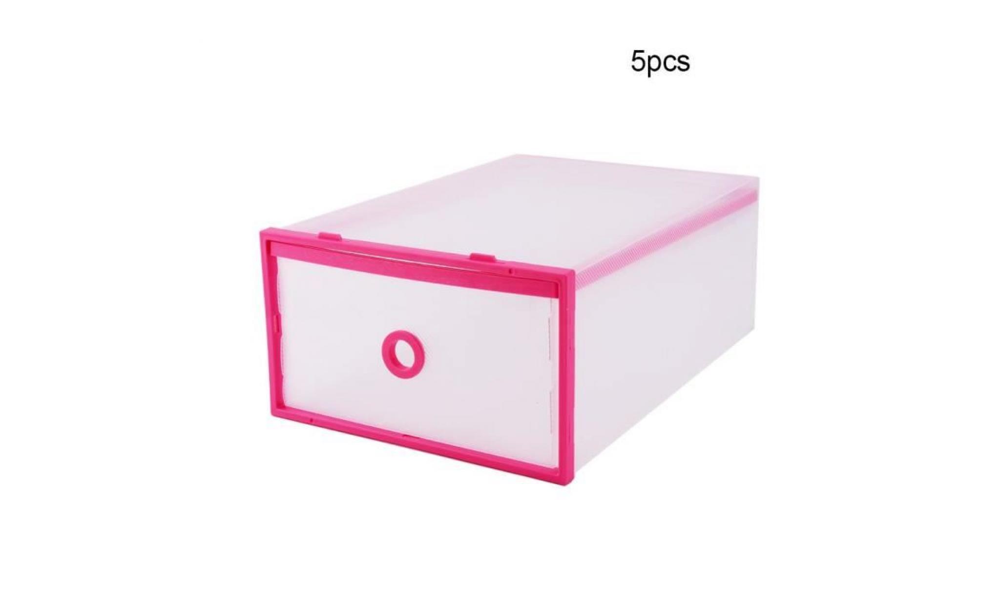 5 boîtes a chaussures organisateur de boîte à chaussures pliable boîte de rangement double en plastique rose  chu