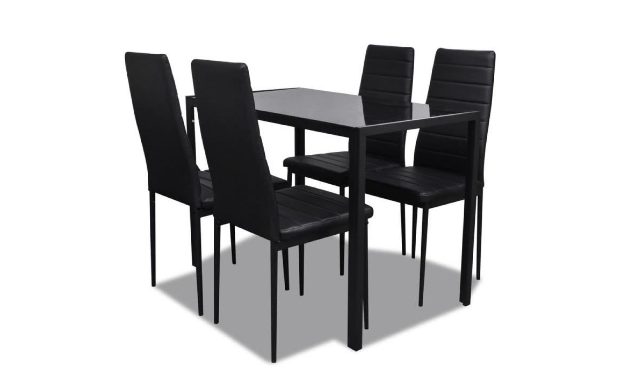 5 pcs ensemble de table pour salle à manger ensemble de table et chaise set de 1 table et 4 chaises noir