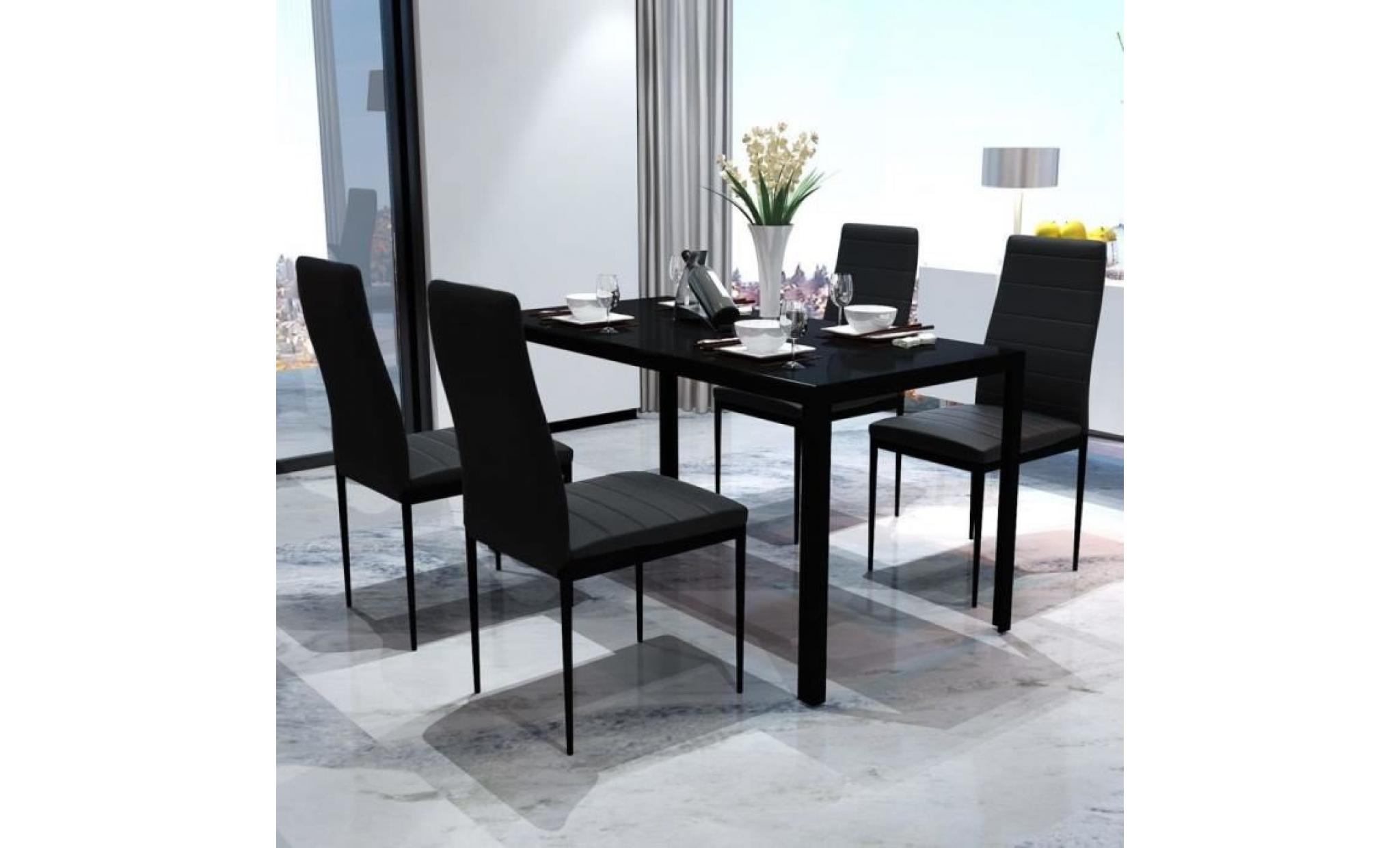 5 pcs ensemble de table pour salle à manger ensemble de table et chaise set de 1 table et 4 chaises noir pas cher