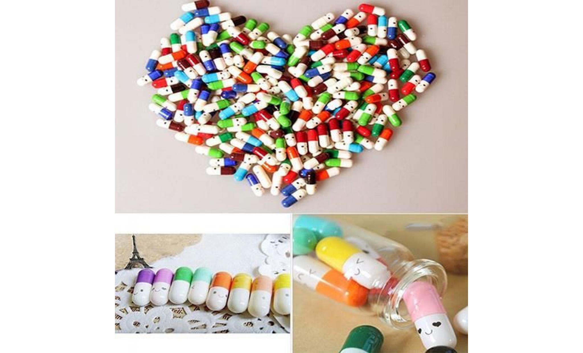 50 pcs message de stockage bouteille capsule lettre mignon amour amitié demi couleur pilule