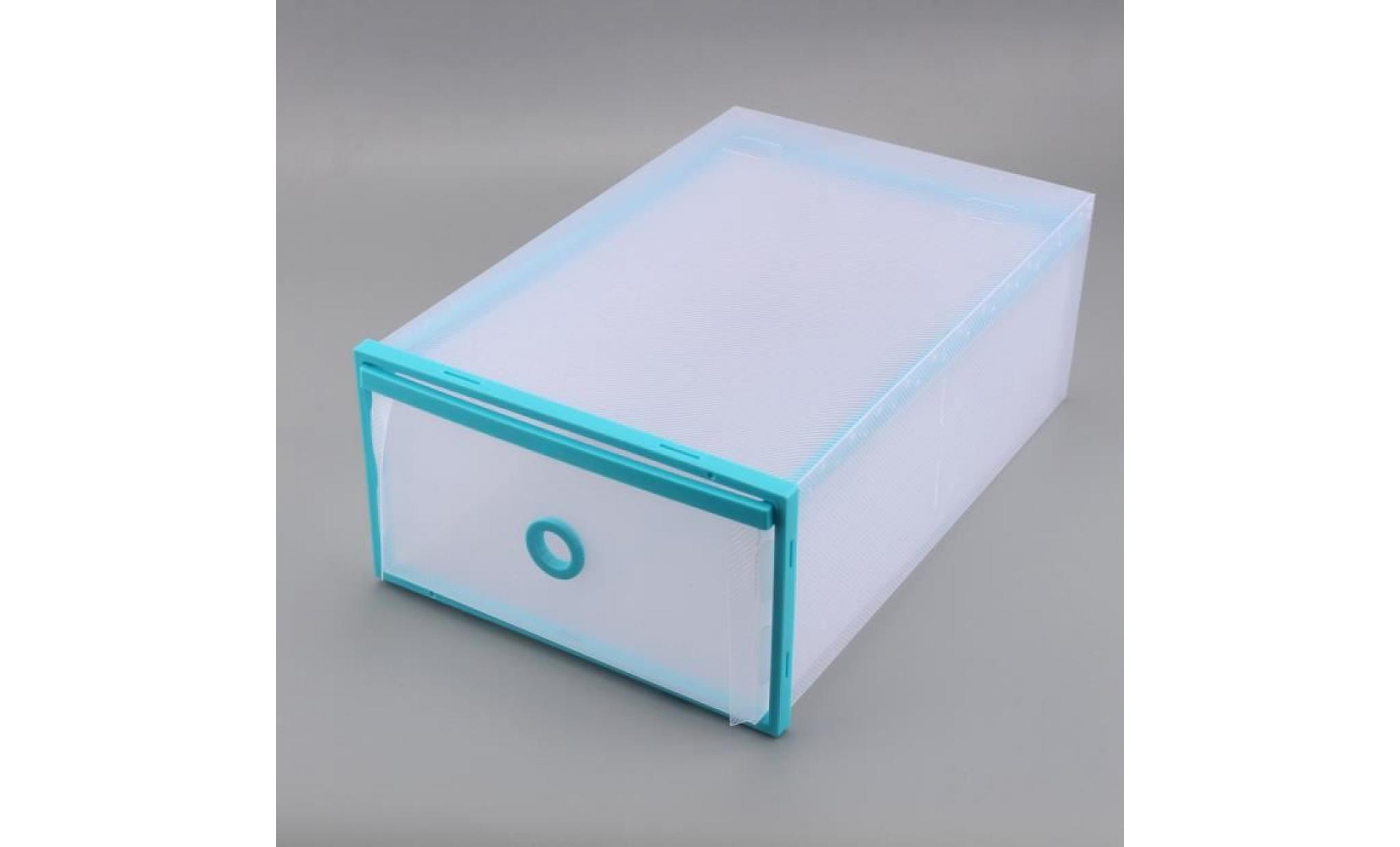5pcs boîtes de rangement organisateur de boîte à chaussures pliable en plastique bleu pas cher