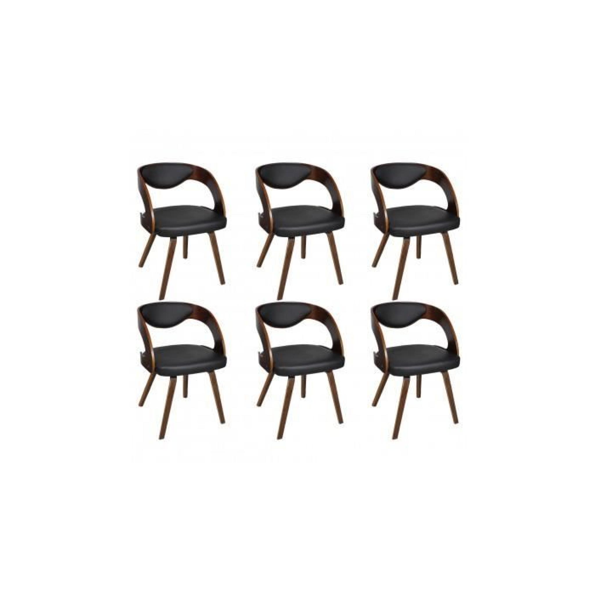 6 chaises à accoudoirs en cuir mélangé et bois Brun pas cher