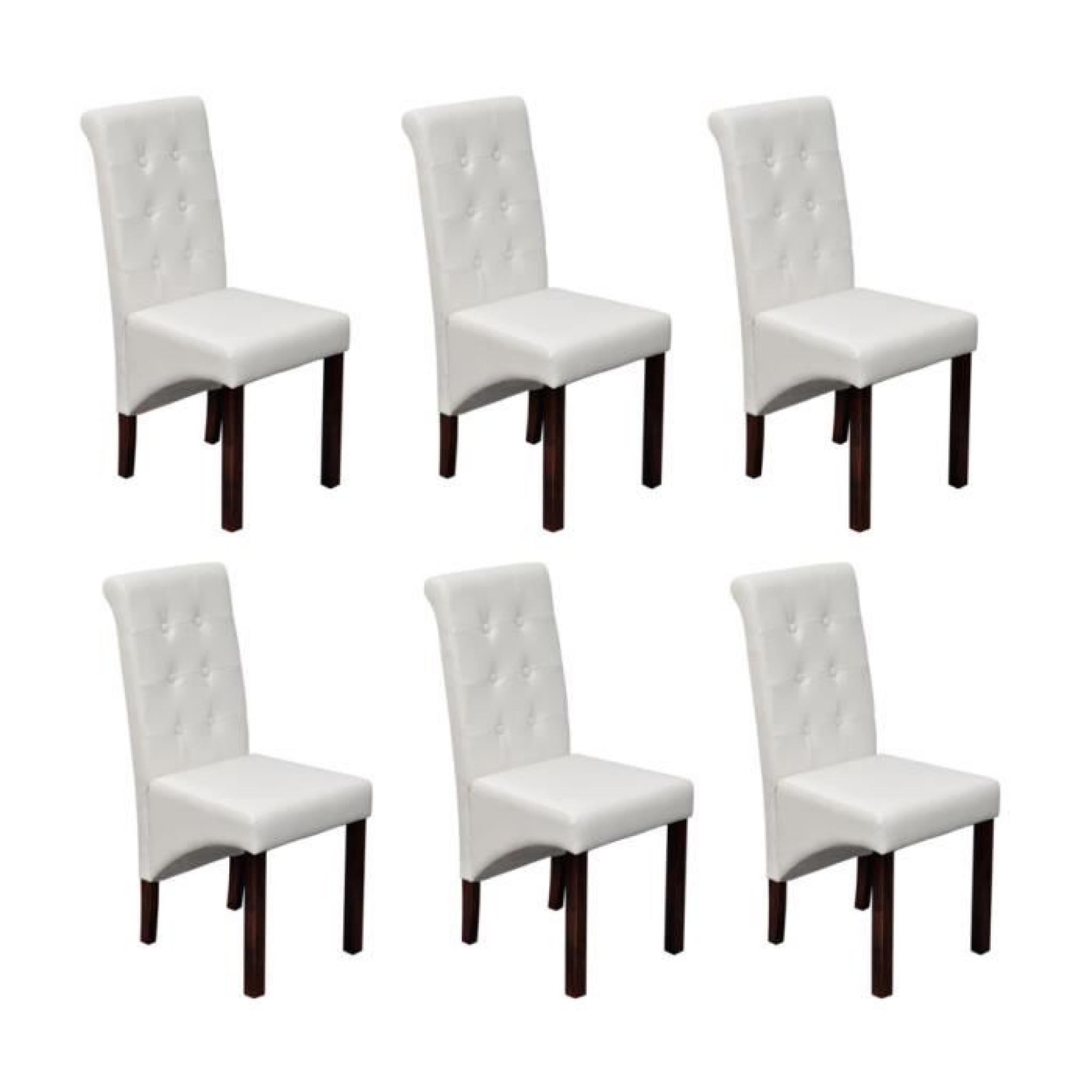 6 Chaises antique simili cuir blanc pas cher