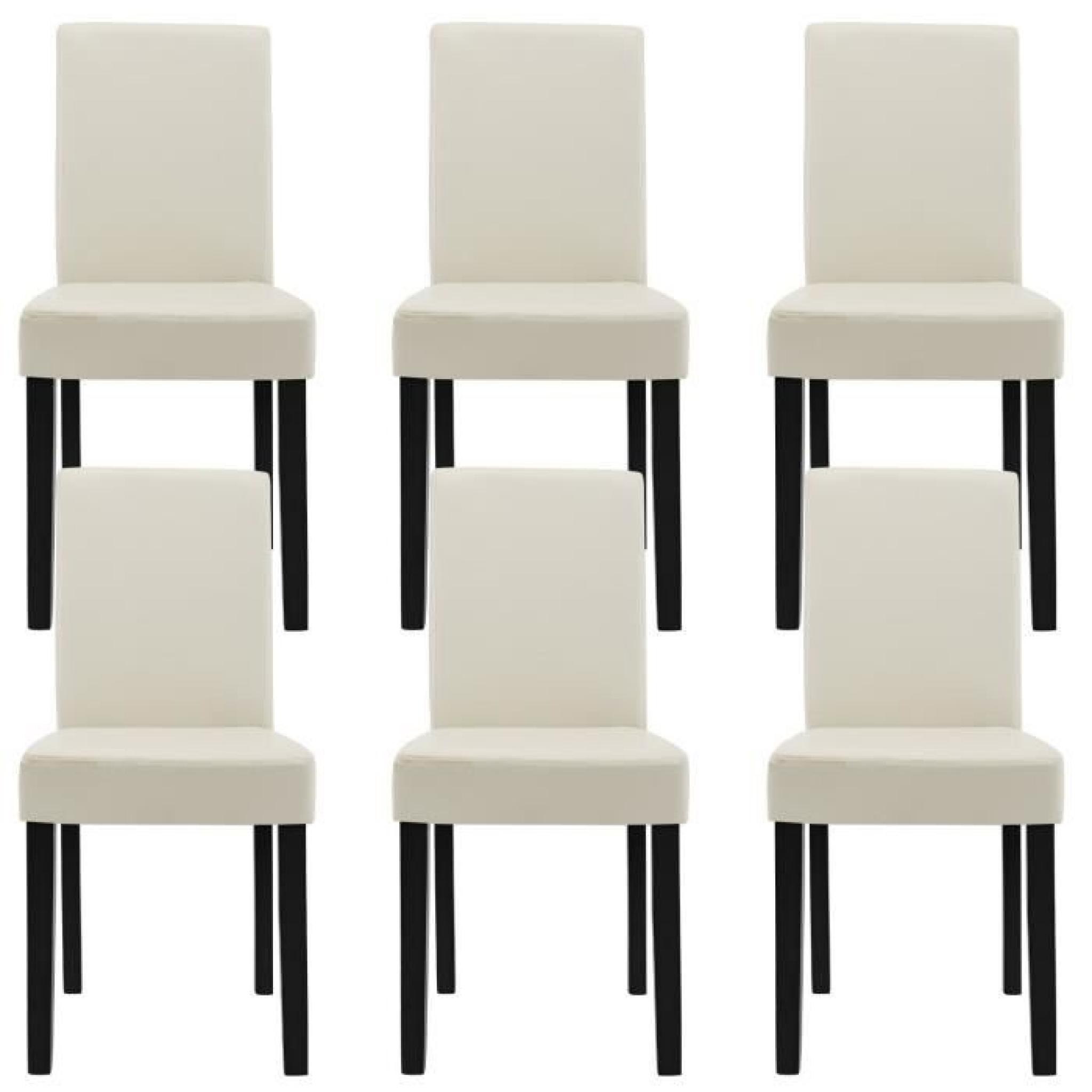 6 chaises crème en PU avec les pieds en bois