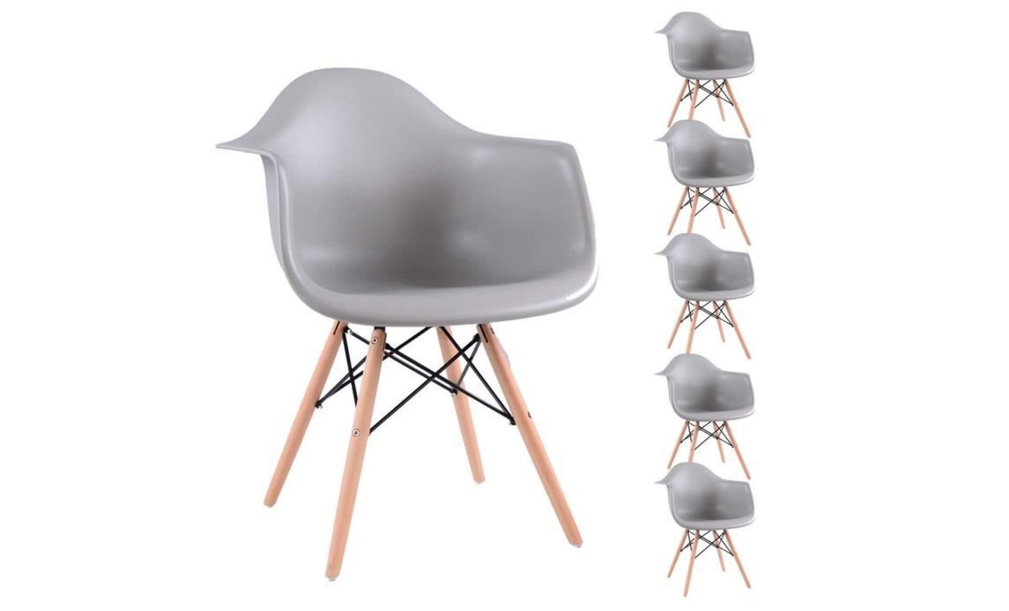 dora household lot de 6 chaises de salle à manger avec fauteuil design scandinave jambe de bois de hêtre  noir  51 x 62 x82 cm