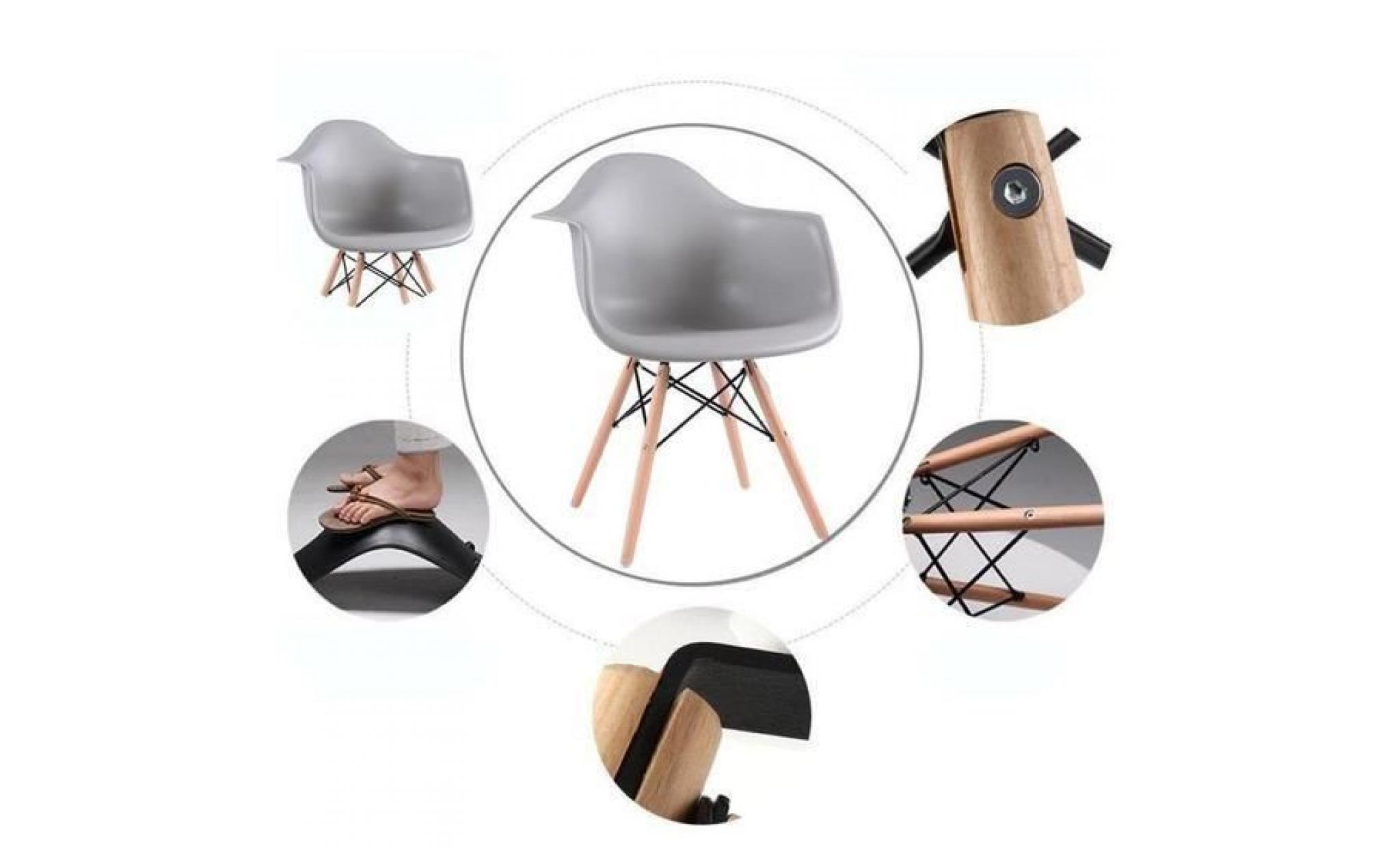 dora household lot de 6 chaises de salle à manger avec fauteuil design scandinave jambe de bois de hêtre  noir  51 x 62 x82 cm pas cher