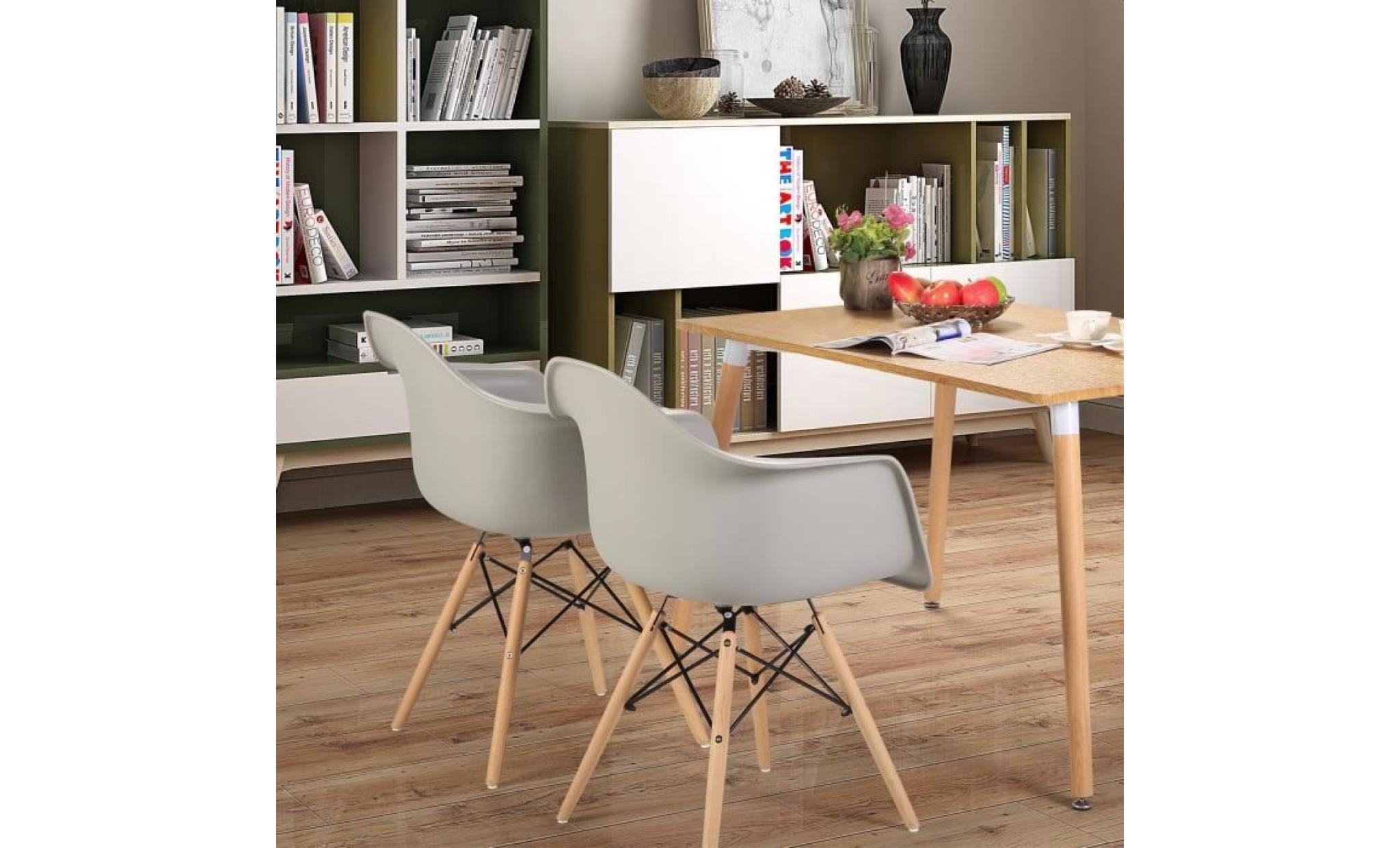 dora household lot de 6 chaises de salle à manger avec fauteuil design scandinave jambe de bois de hêtre  noir  51 x 62 x82 cm pas cher