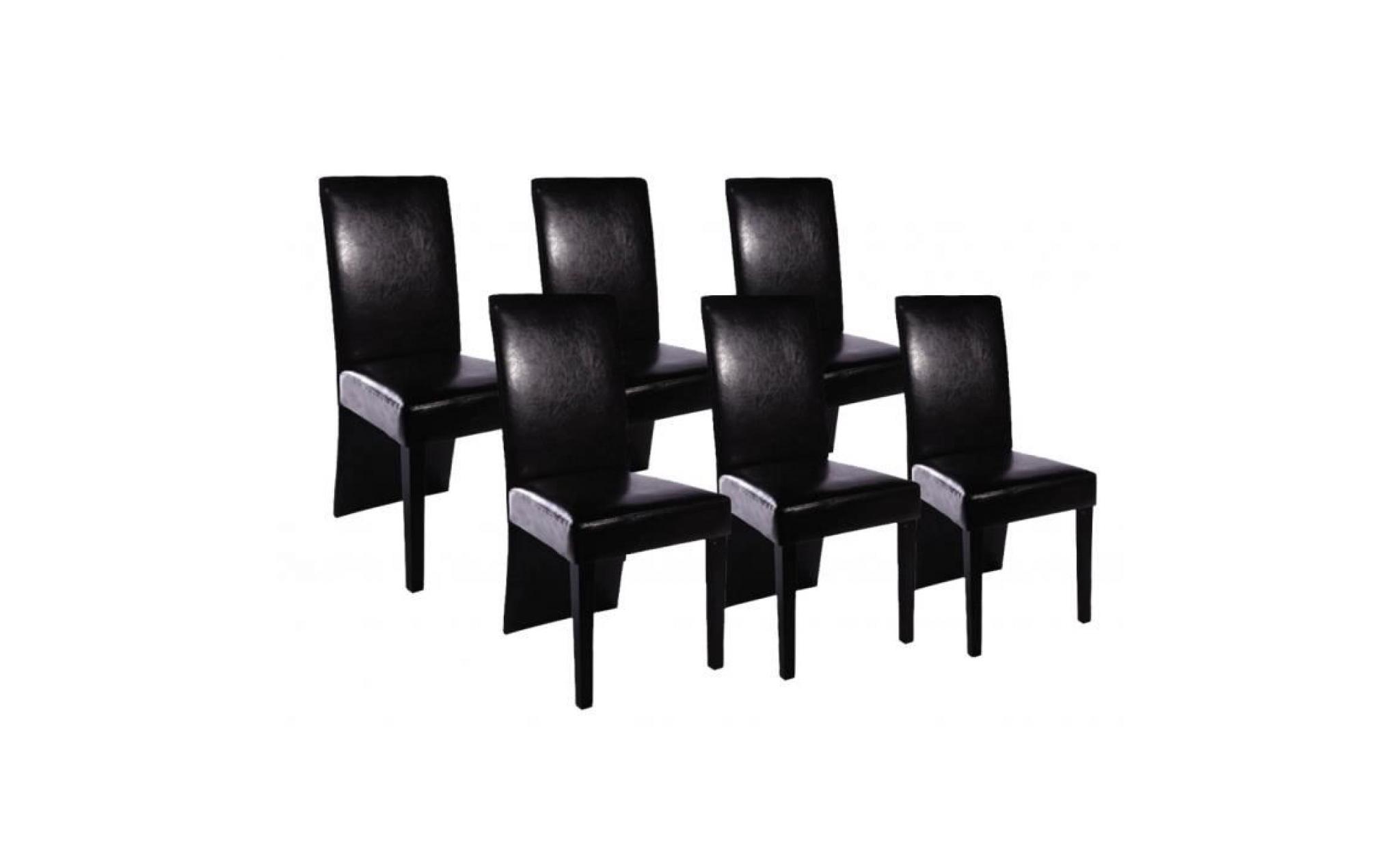 set de 6 chaises de salle à manger noires en similicuir