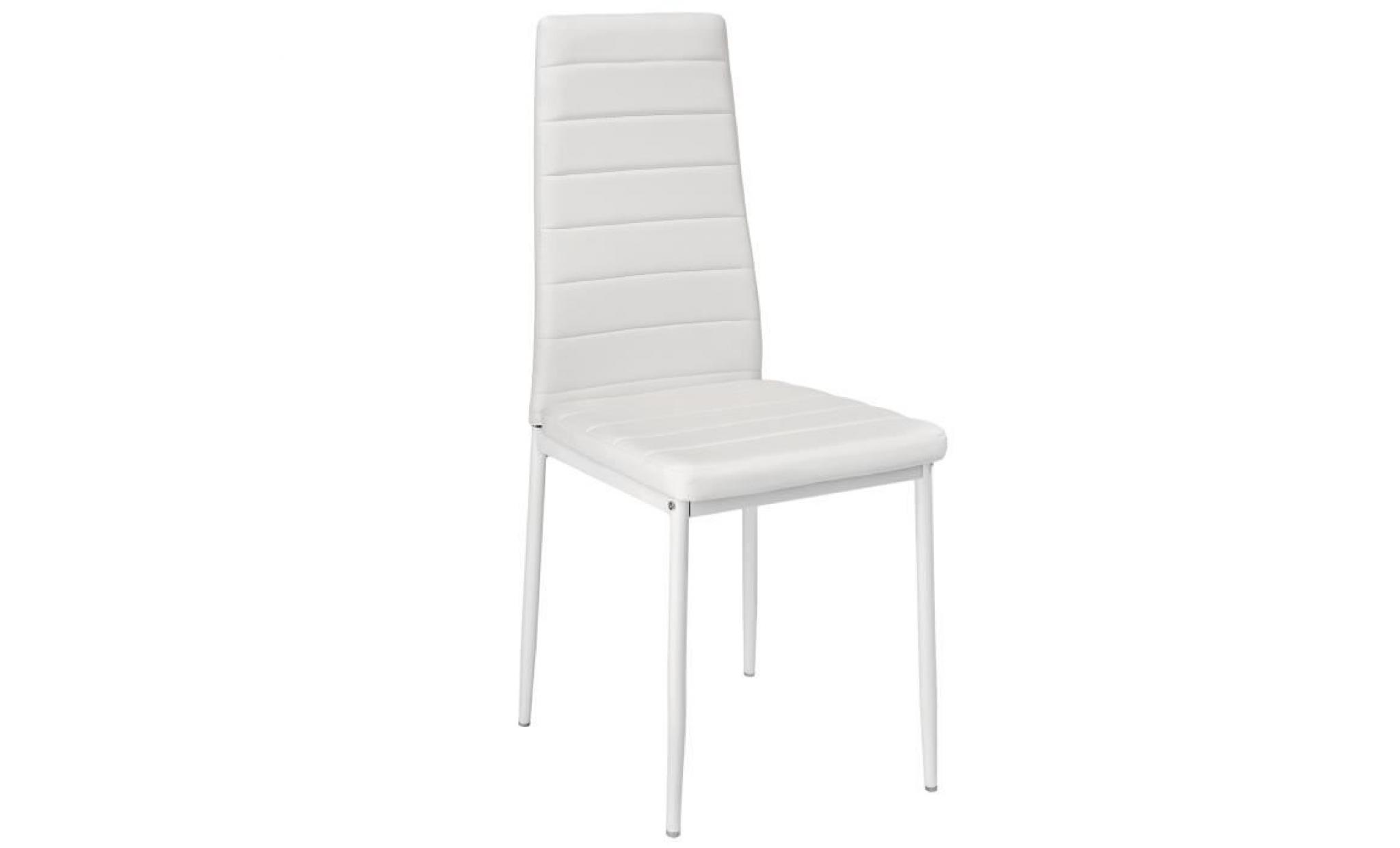 tectake 6 chaises de salle à manger ou de cuisine design épuré cadre en acier blanc pas cher