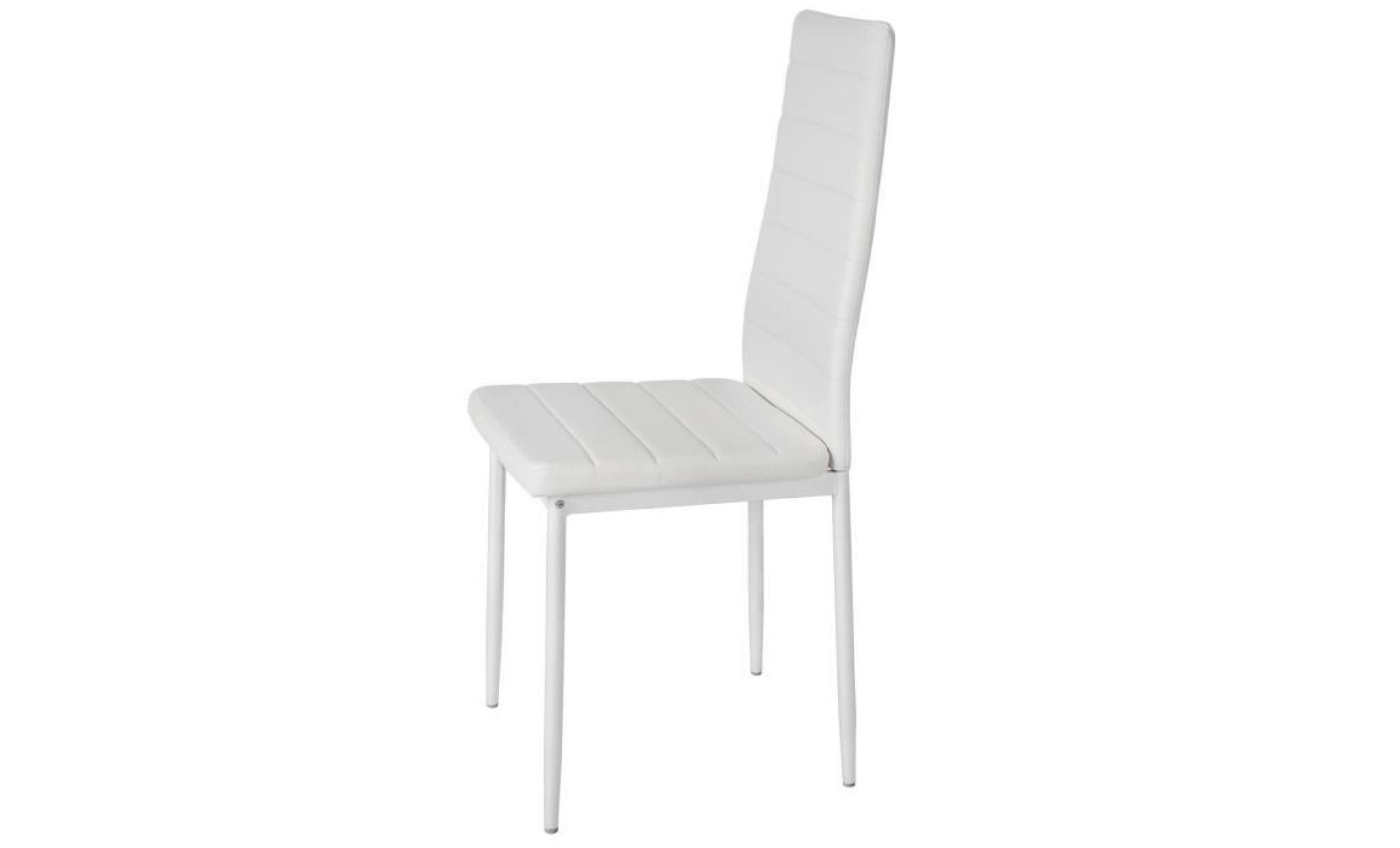 tectake 6 chaises de salle à manger ou de cuisine design épuré cadre en acier blanc pas cher