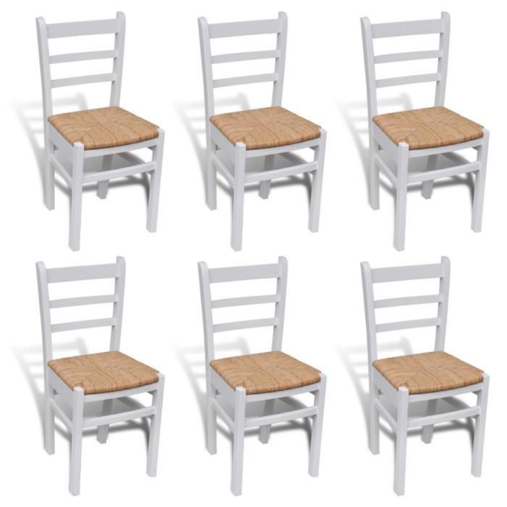 6 pcs Chaise de salle à manger peinture blanche