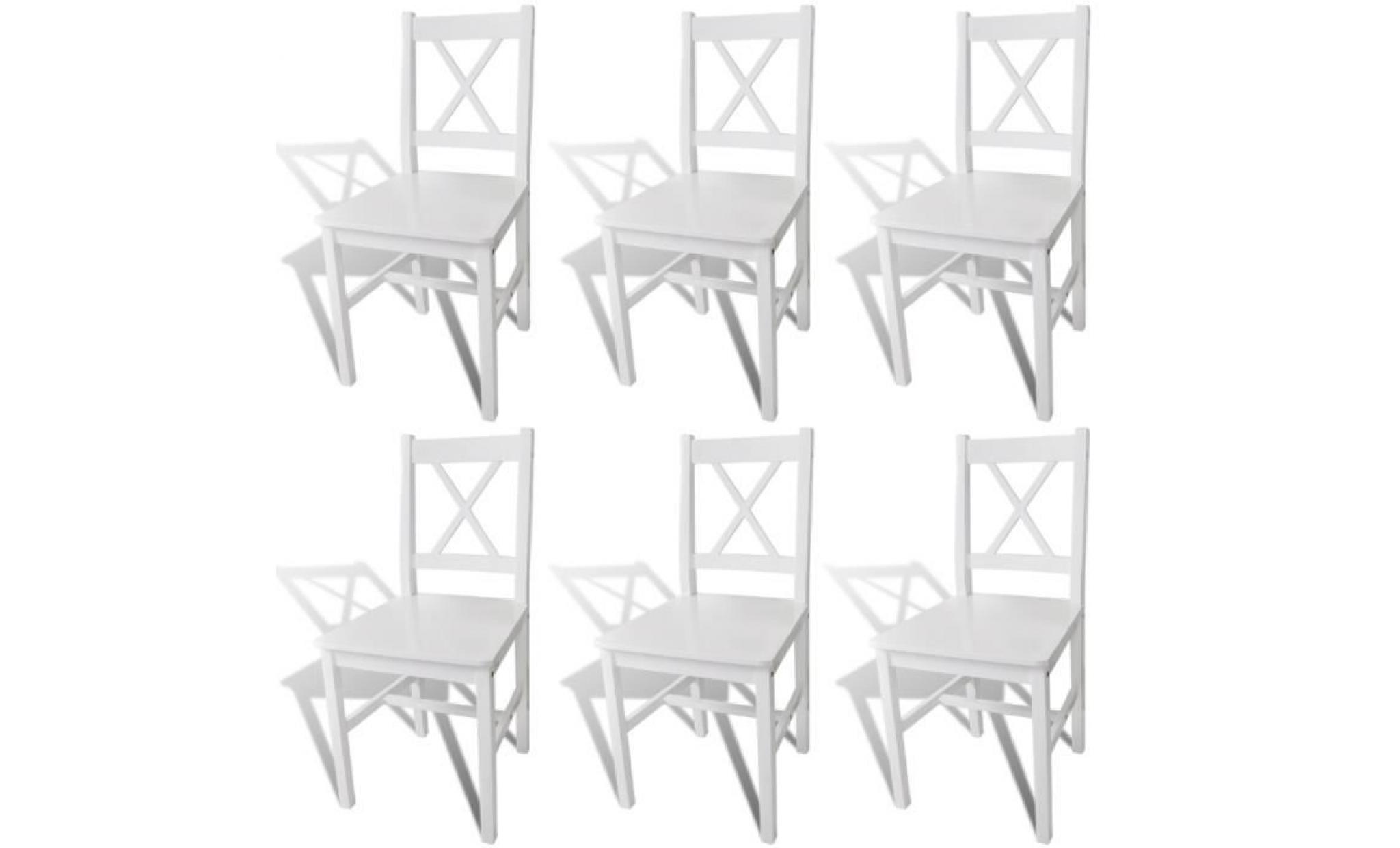 6 pcs chaise salle à manger en bois blanc