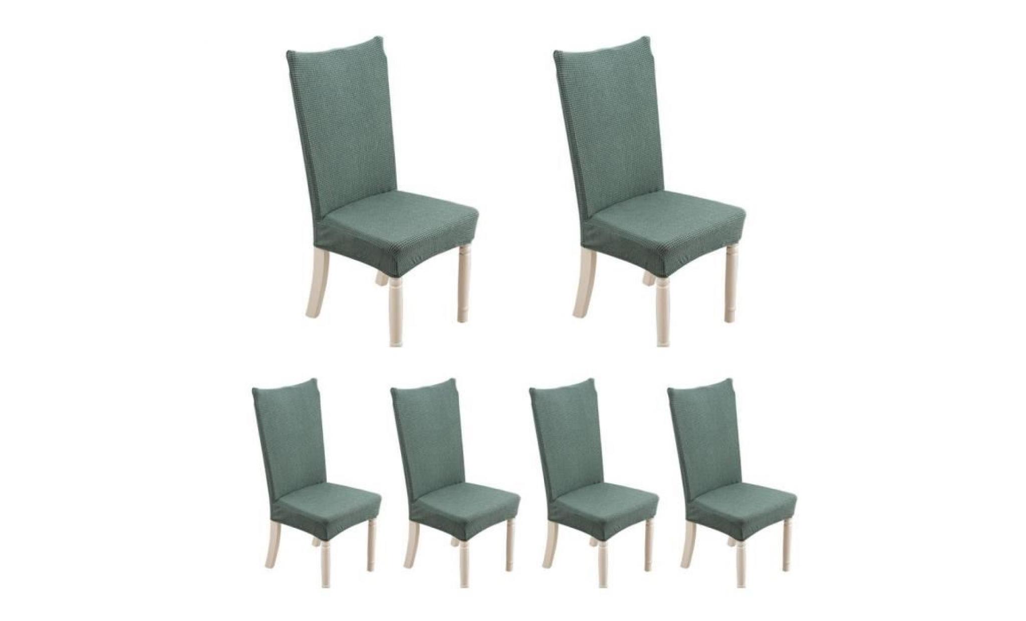 6 pcs housse de chaise extensible en maille de coton épaissie de salle à manger gris foncé