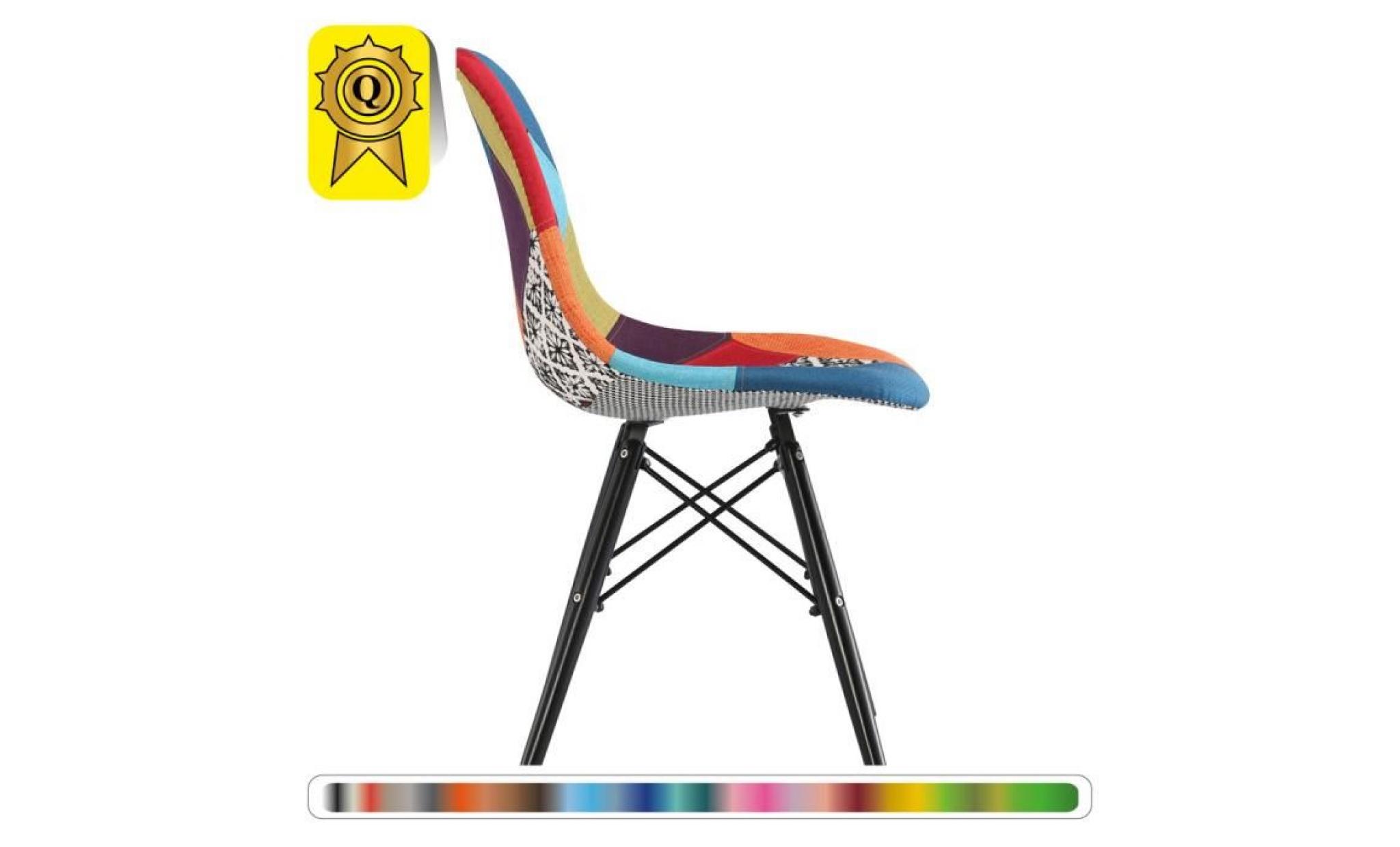 6 x chaise design scandinave haut: 48 patchwork couleur pieds  bois noir  decopresto dp dswb48 pc 6 pas cher