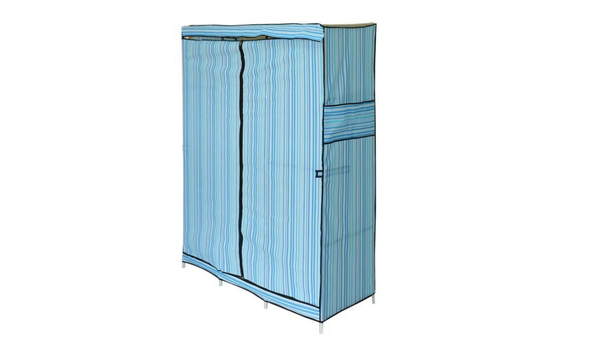xxl armoire de rangement penderie dressing en tissu 170 x 130cm bleu