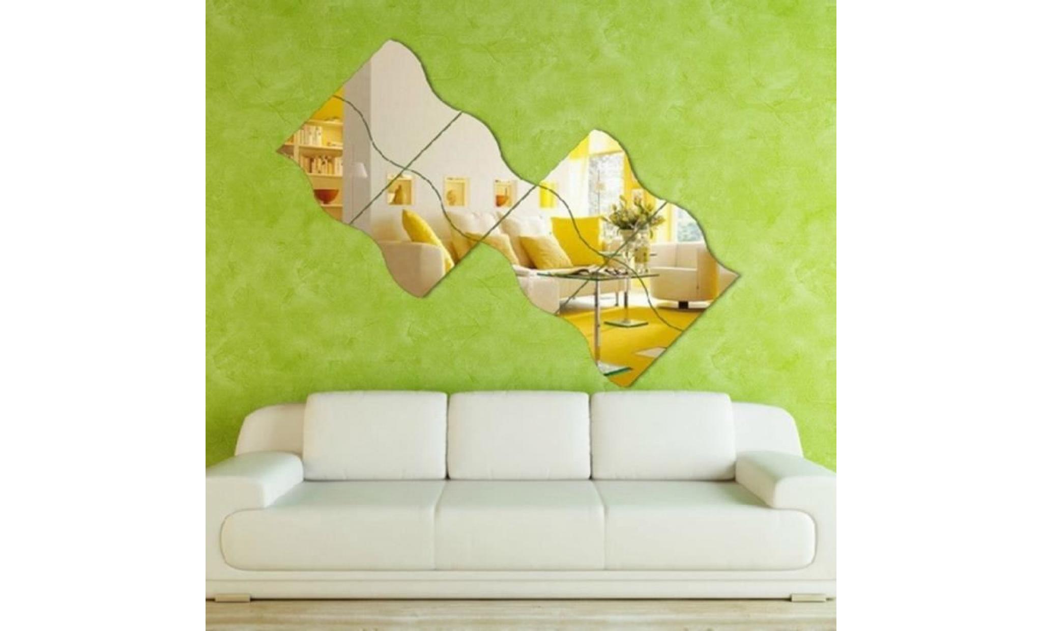6pcs bricolage amovible maison miroir mural autocollant art décoration décoration argent pas cher