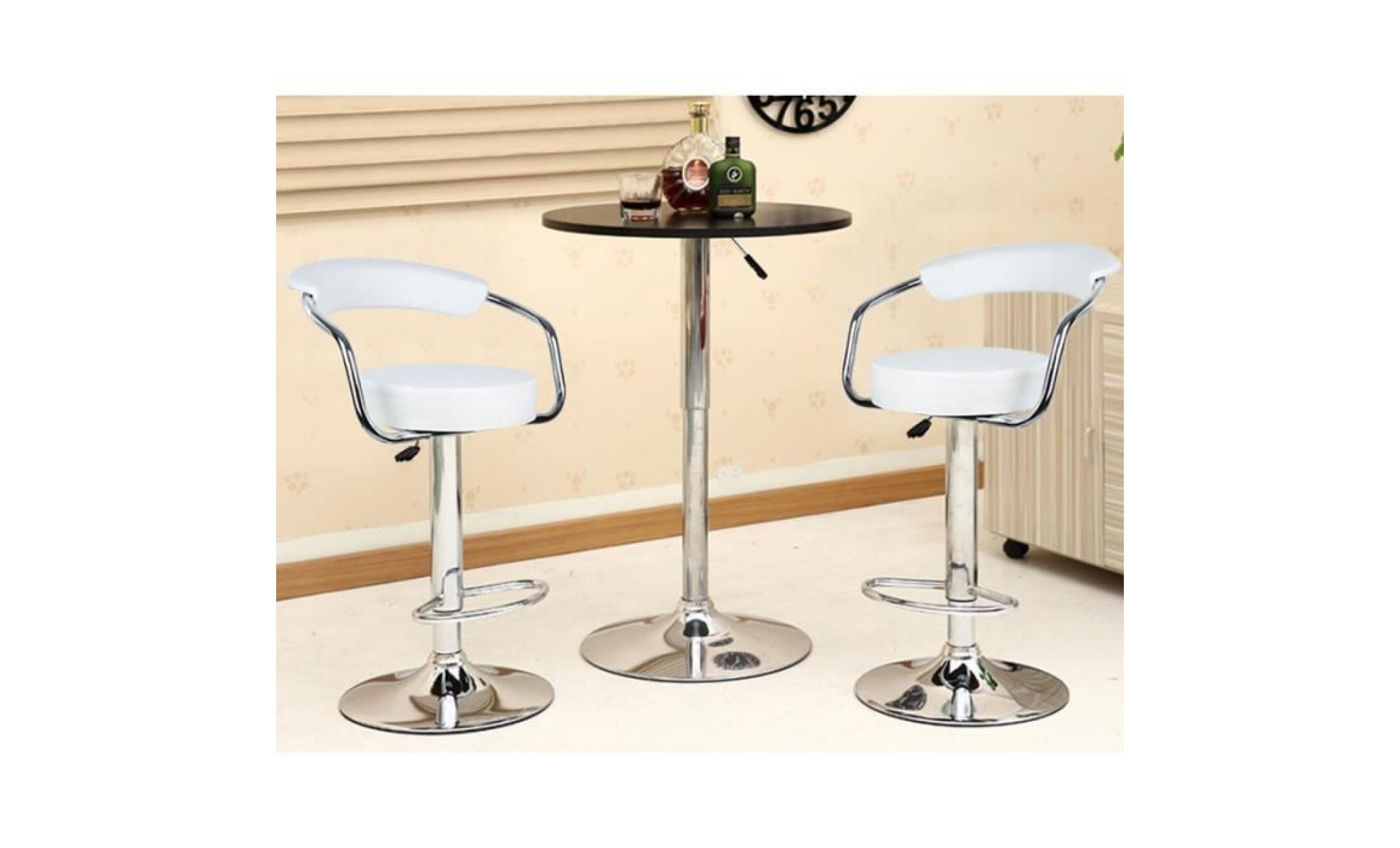 6x tabouret chaise de bar en simili cuir avec dossier et accoudoirs pivotant à 360° blanc pas cher