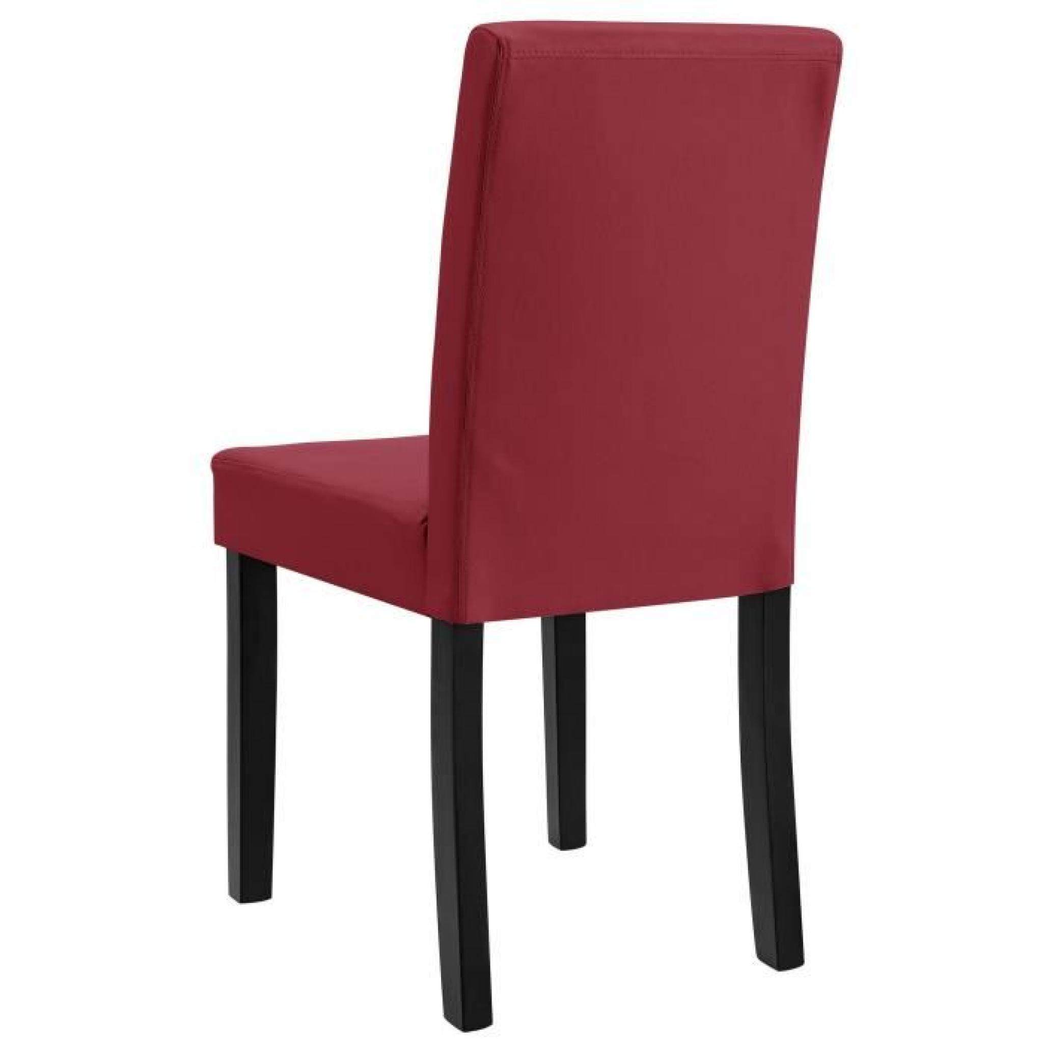 8 chaises en PU rouge pieds en bois pas cher