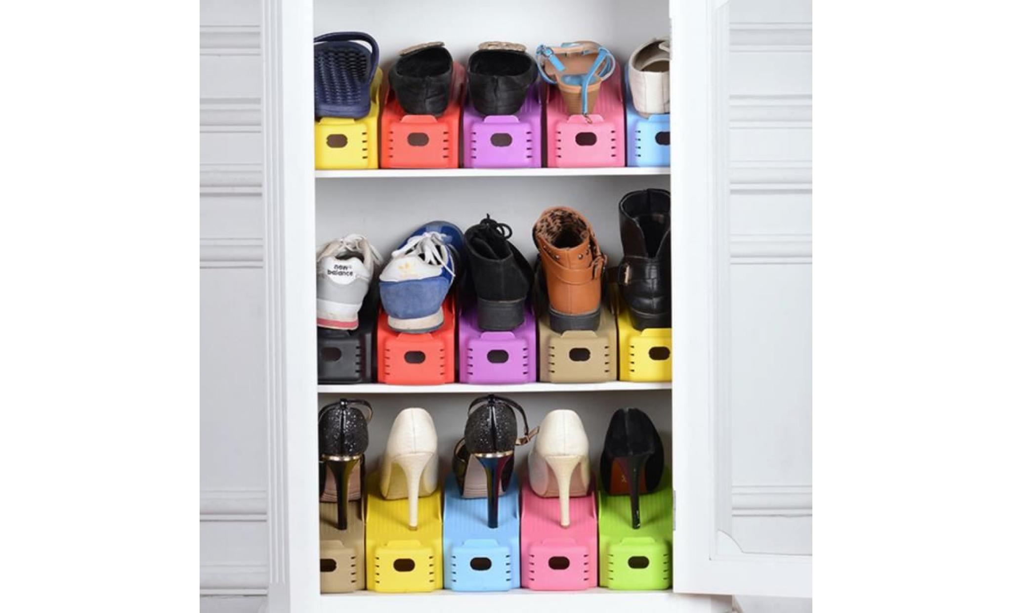 8 pcs bleu supports à chaussures économiser de l'espace rangement de chaussures porte chaussures shoebox organisateur de chaussures pas cher