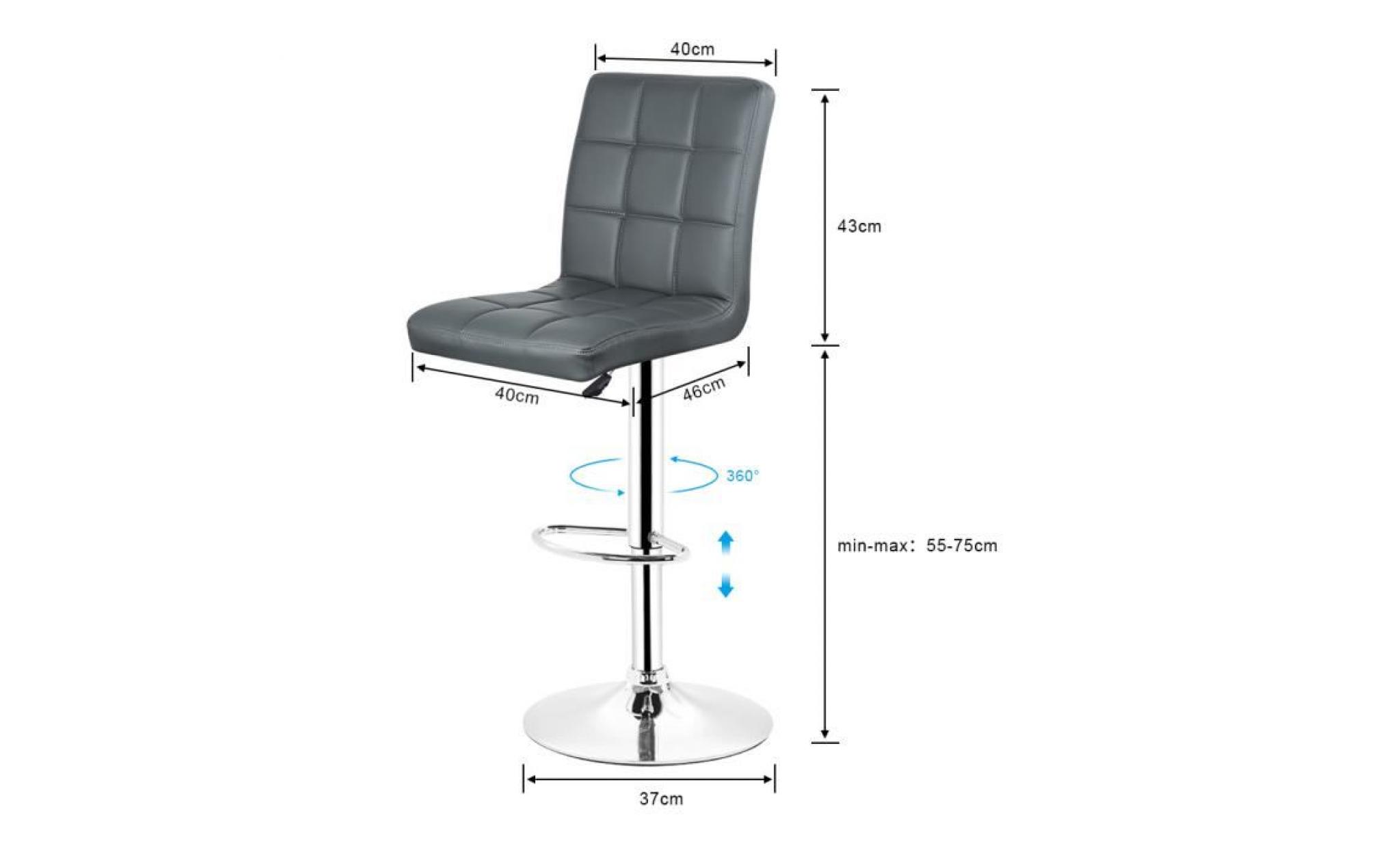 8x tabouret de bar,gris chaise de bar pu hauteur réglable de haute qualité rotatif à 360 pas cher