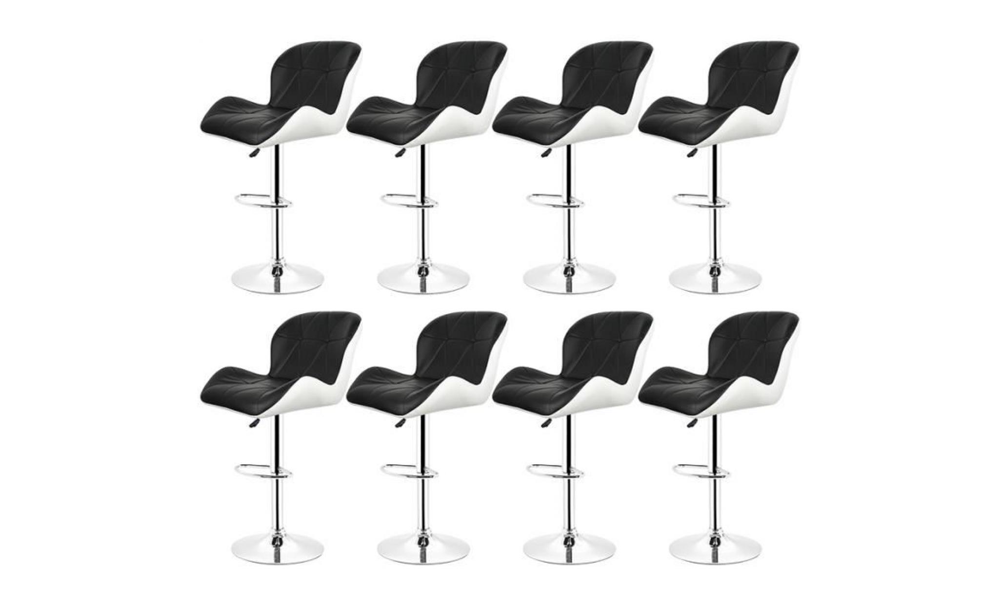 8x tabourets de bar,chaise moderne stools À la cuisine en faux cuir nouvelle chaise pu cuir noir+blanc