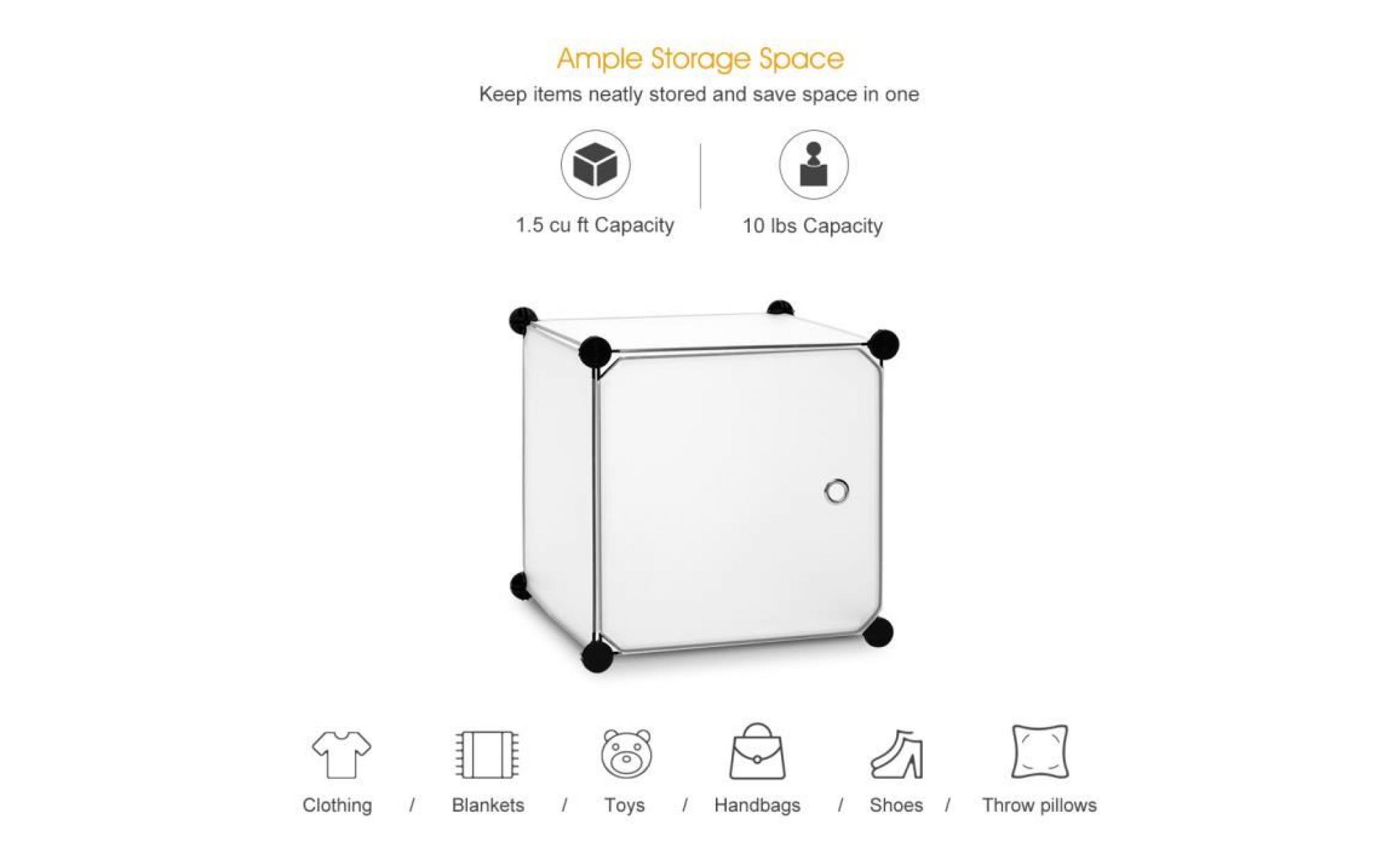 9 cube armoire de chambre modulable panneaux en plastique meuble Étagères de rangement avec portes translucide blanc langria pas cher