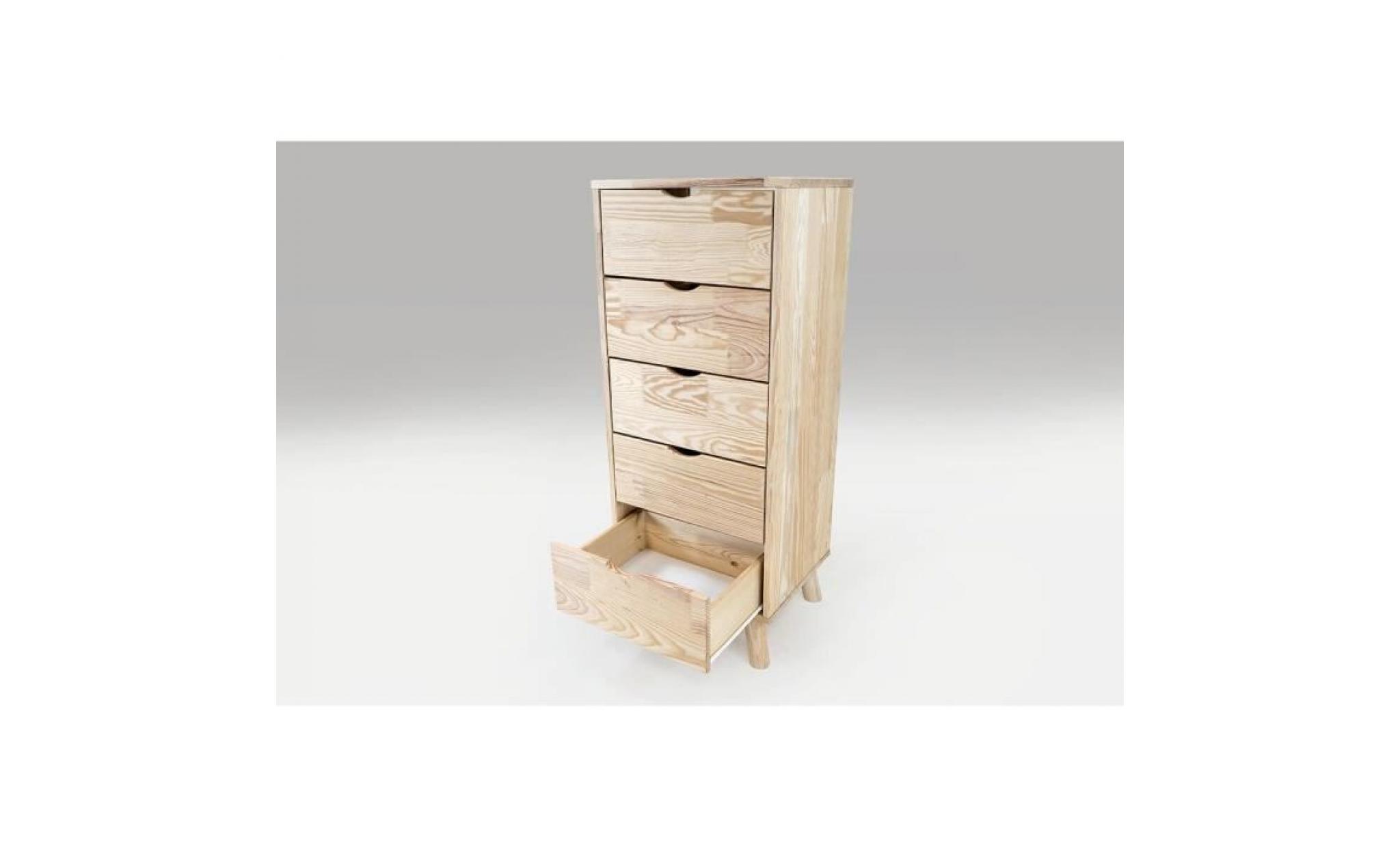 abc meubles   chiffonnier 5 tiroirs viking scandinave bois   (ivoire) pas cher