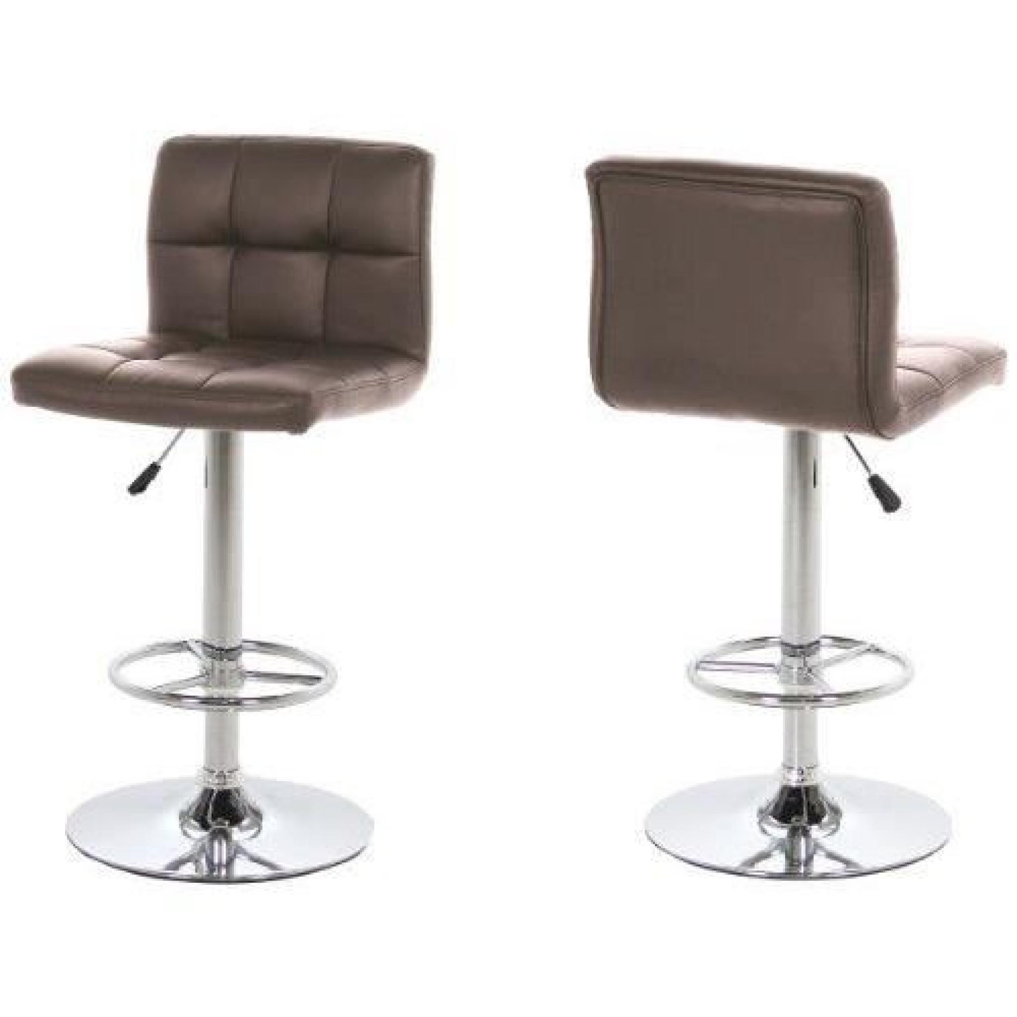 AC Design Furniture 39960 Morten Lot de 2 tabourets de bar avec revêtement en simili cuir et cadre et repose-pieds chromés Marron…