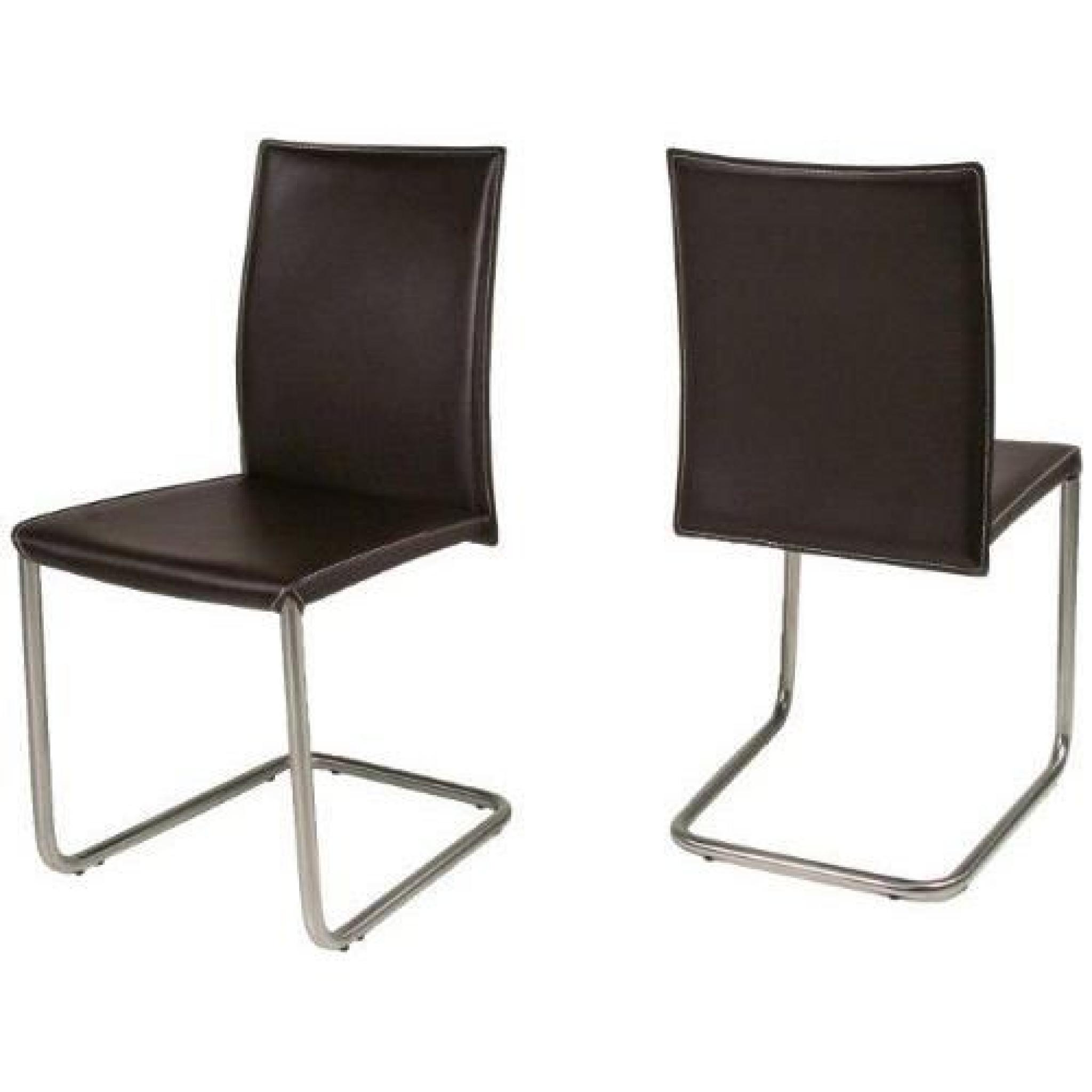 AC Design Furniture 45762 Emma Lot de 2 chaises Cantilever 100 % cuir régénéré avec surpiqûres Marron/crème…