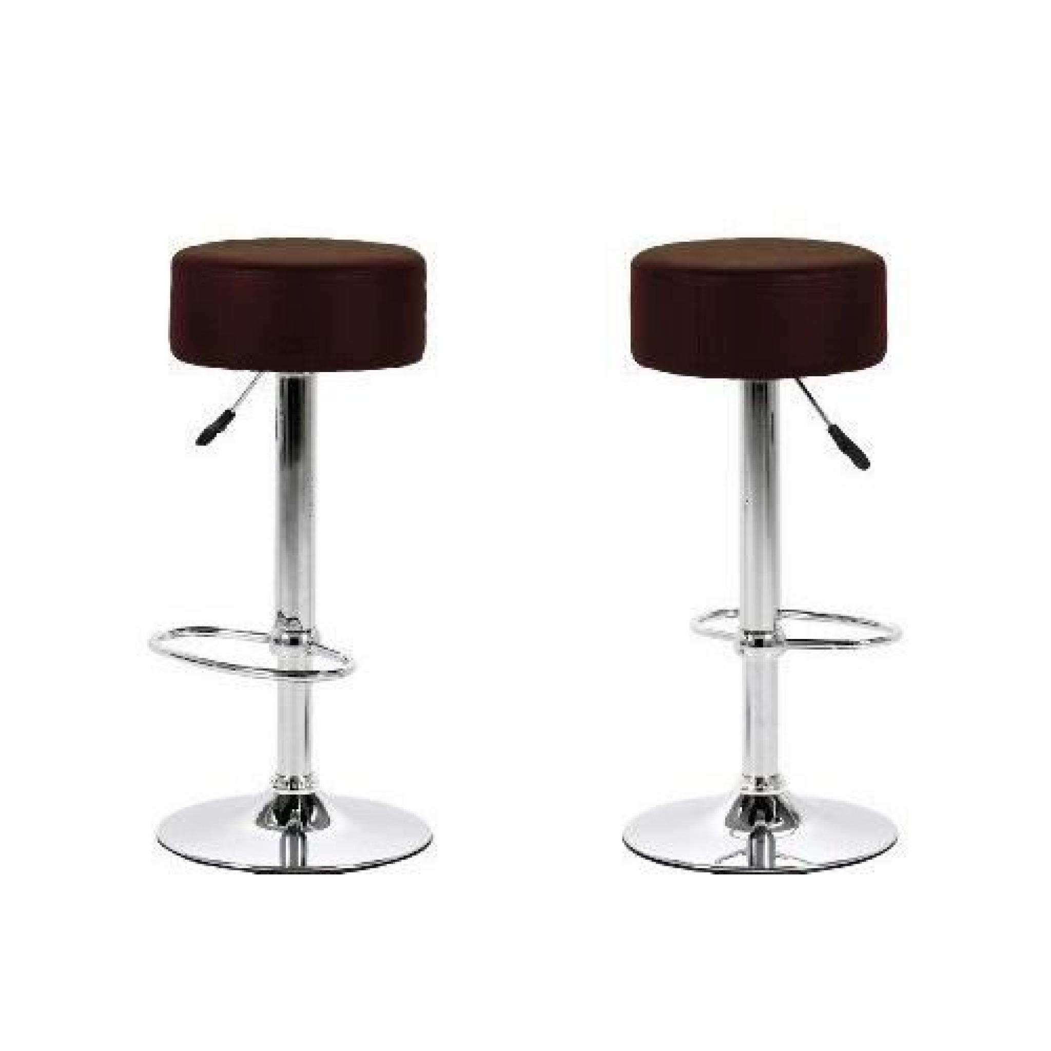 AC Design Furniture 51466 Jens Tabouret de bar Assise imitation cuir Brun Cadre et repose-pied en métal chromé…