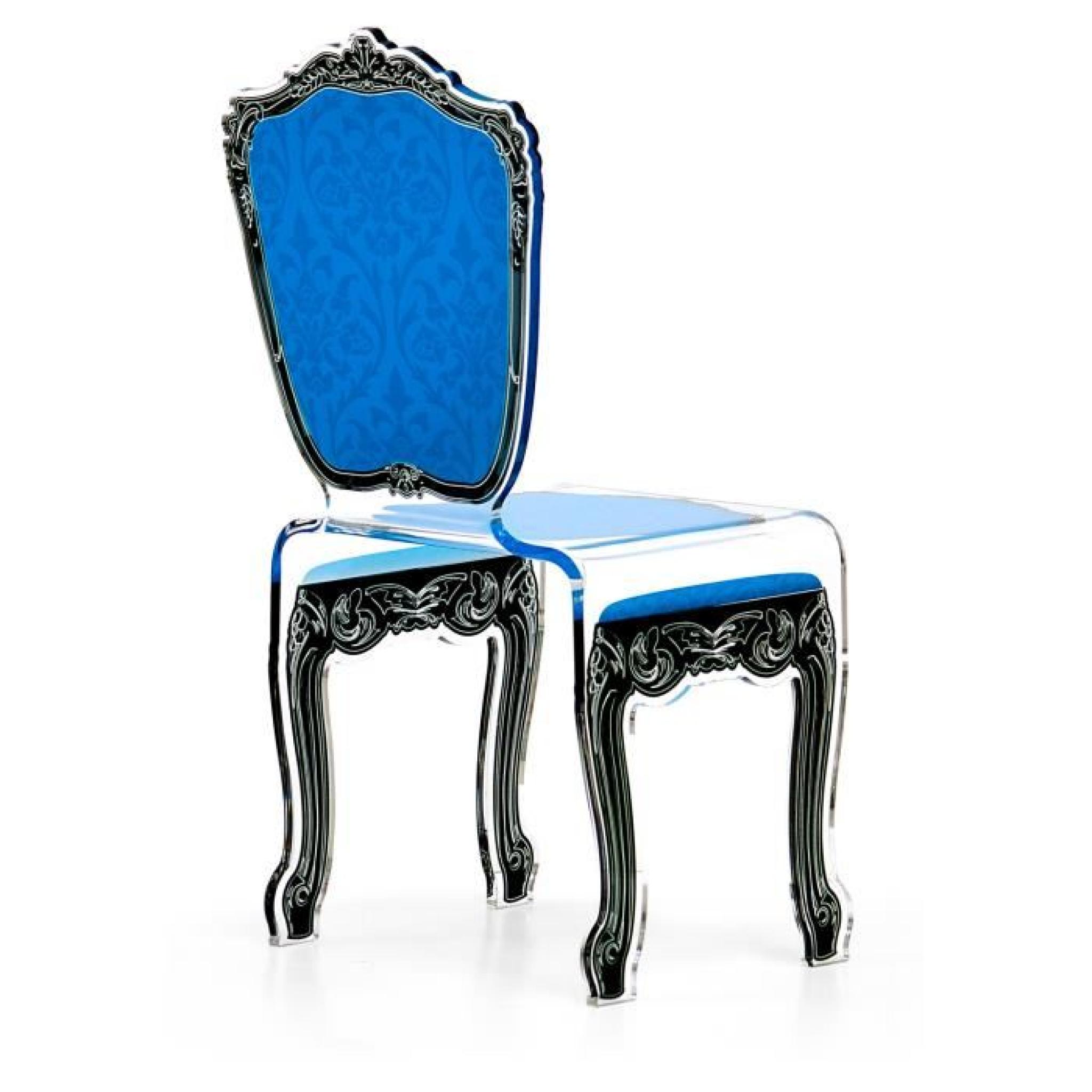 Acrila - Chaise Baroque - Bleu pas cher