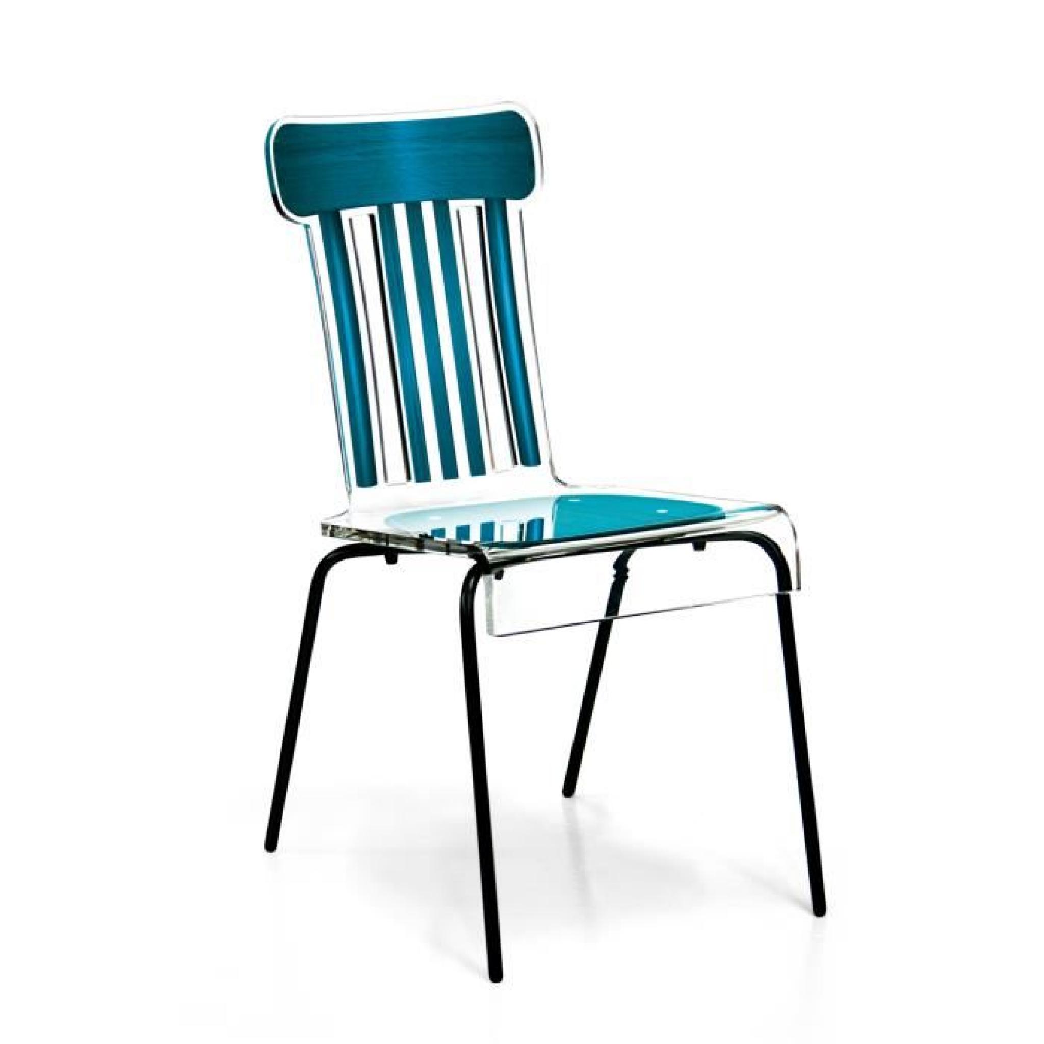 Acrila - Chaise Bistrot  -pieds métalliques - Bleu