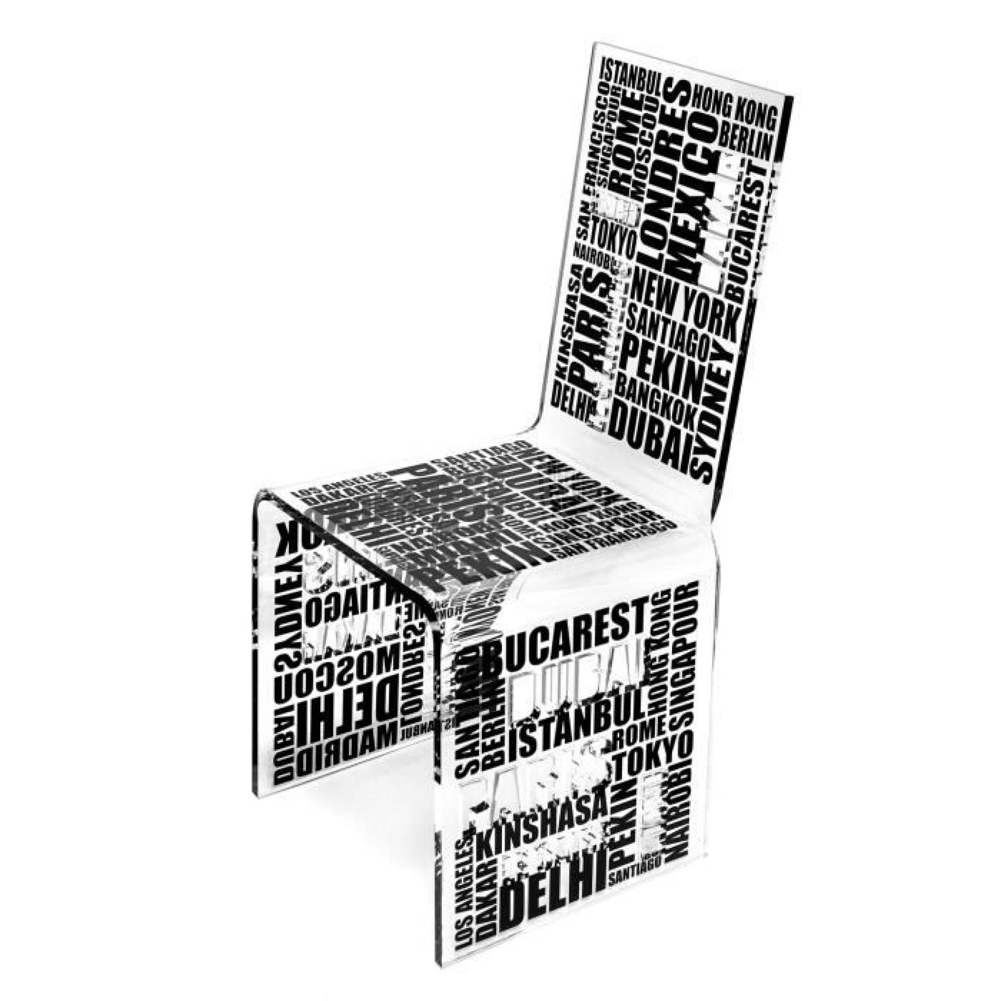 Acrila - Chaise City - Noir sur fond blanc