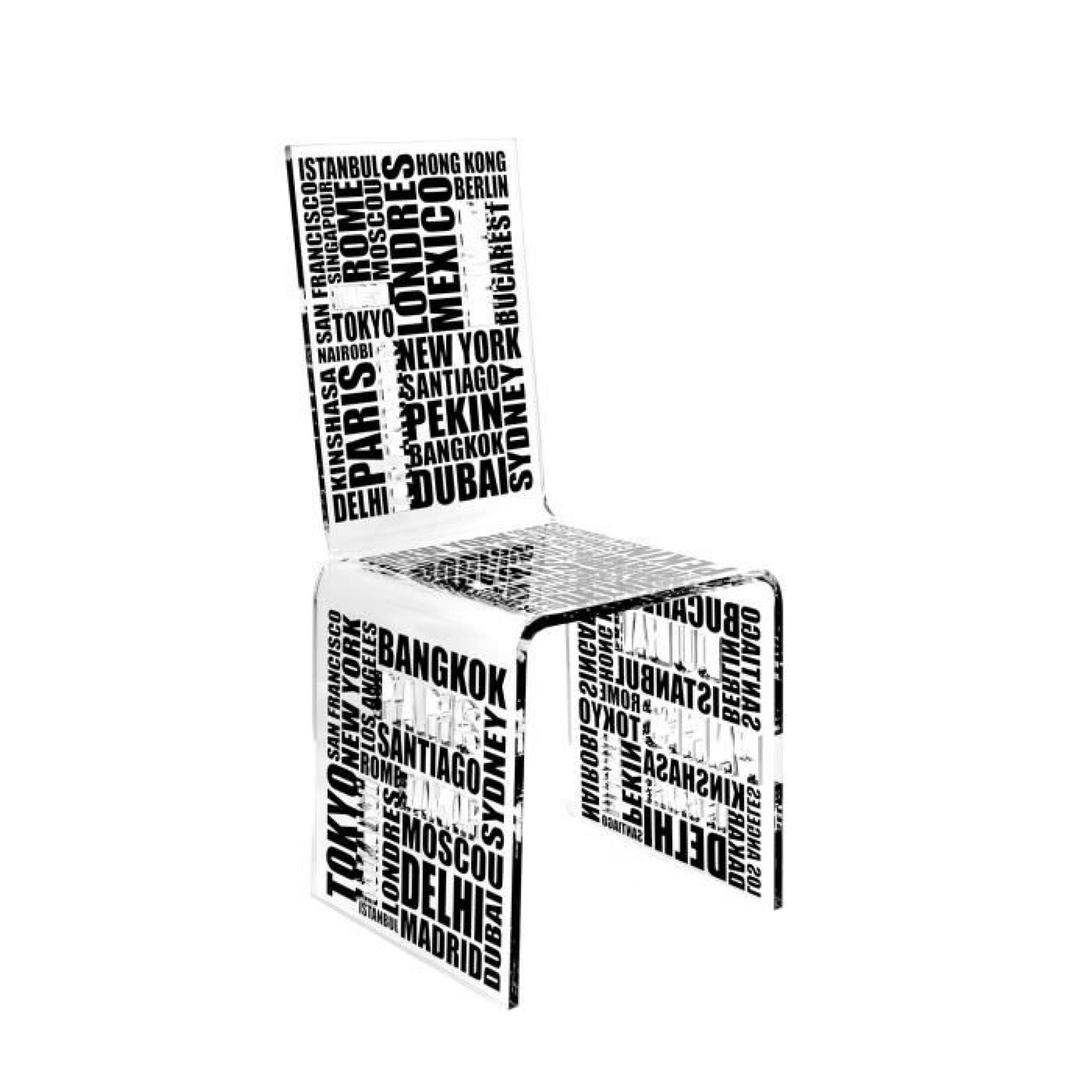 Acrila - Chaise City - Noir sur fond blanc pas cher