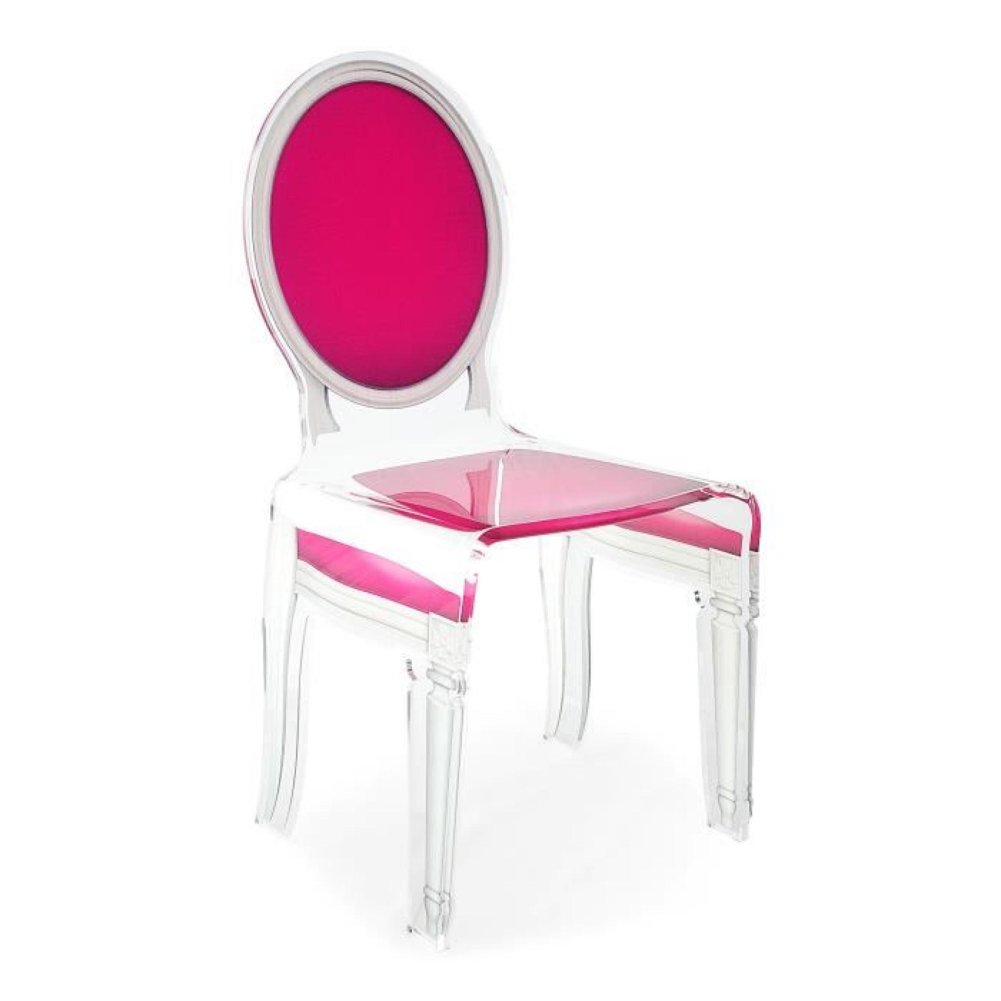 Acrila - Chaise Sixteen - Rose contour transparent pas cher
