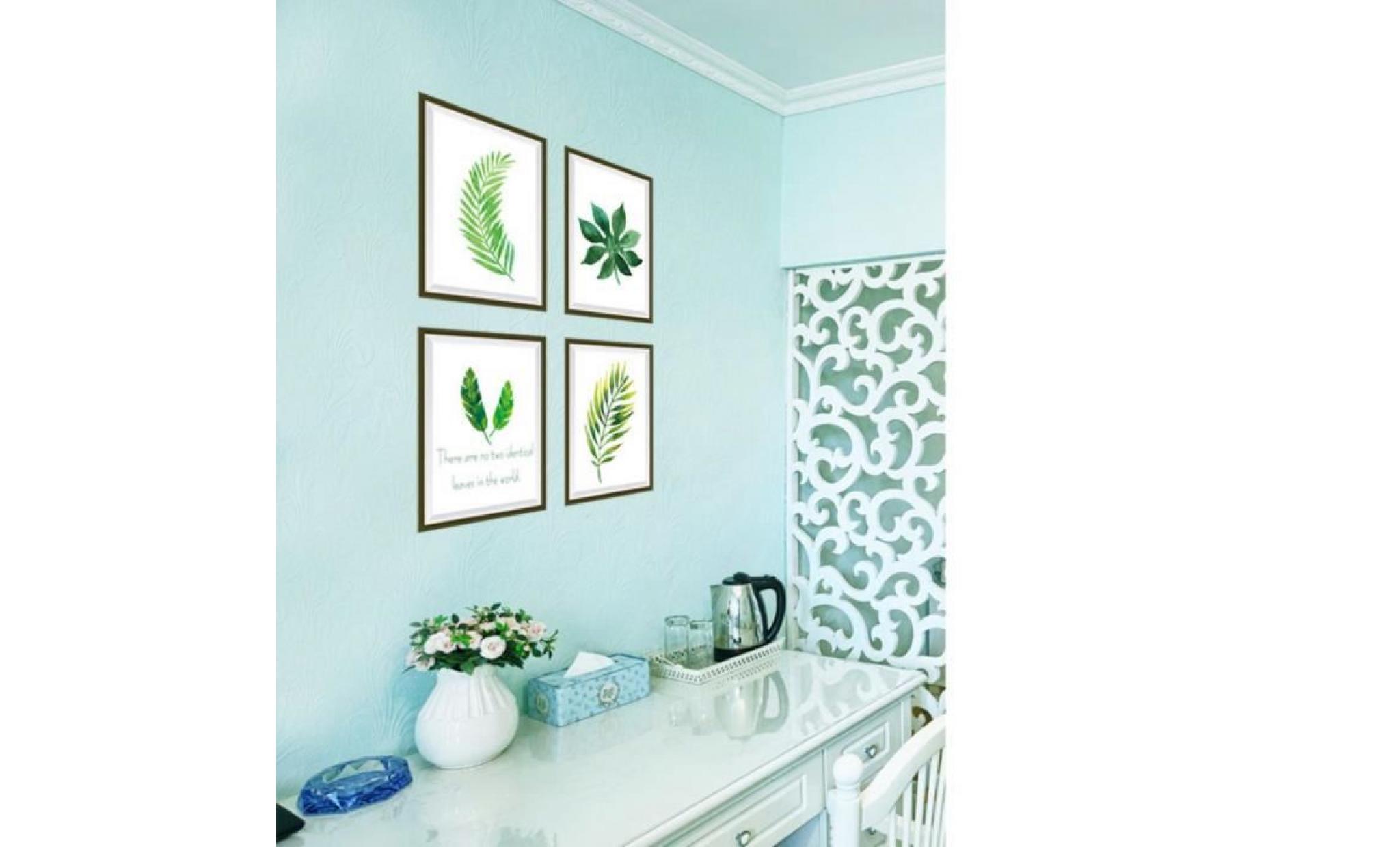 adhésif mural décoratif amovible de belles feuilles fraîches de salon chambre à coucher salon pas cher