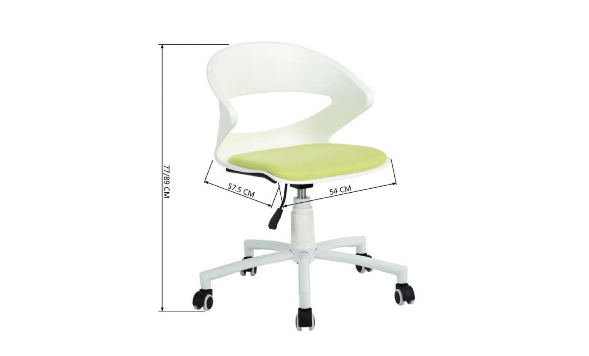 aingoo fauteuil de bureau chaise réglable sur roulettes plastique méétal vert anis blanc pas cher