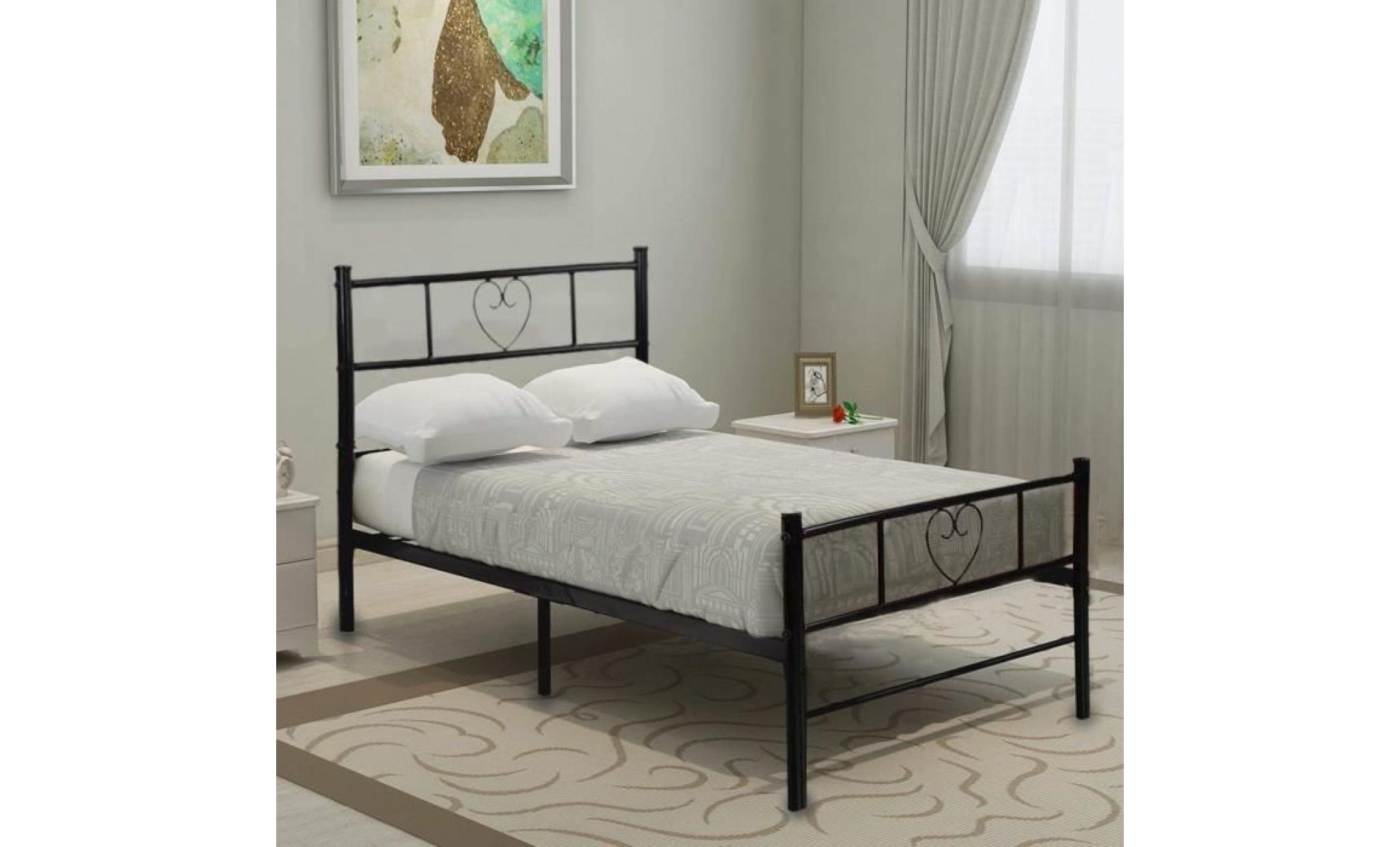 aingoo lit cadre de lit simple solid avec un grand espace de rangement pour les enfants et les adultes, 90x190(cm),noir