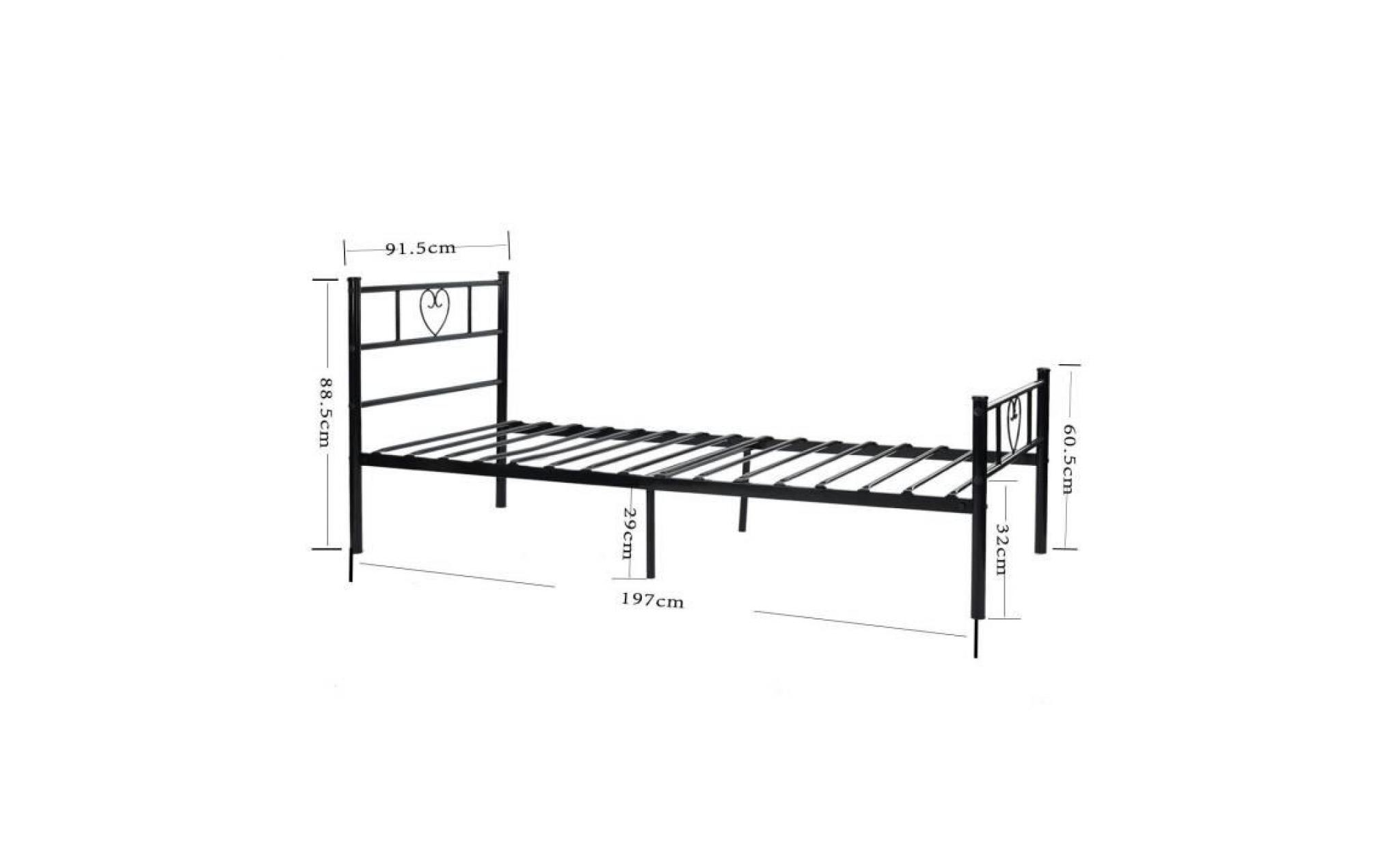 aingoo lit cadre de lit simple solid avec un grand espace de rangement pour les enfants et les adultes, 90x190(cm),noir pas cher