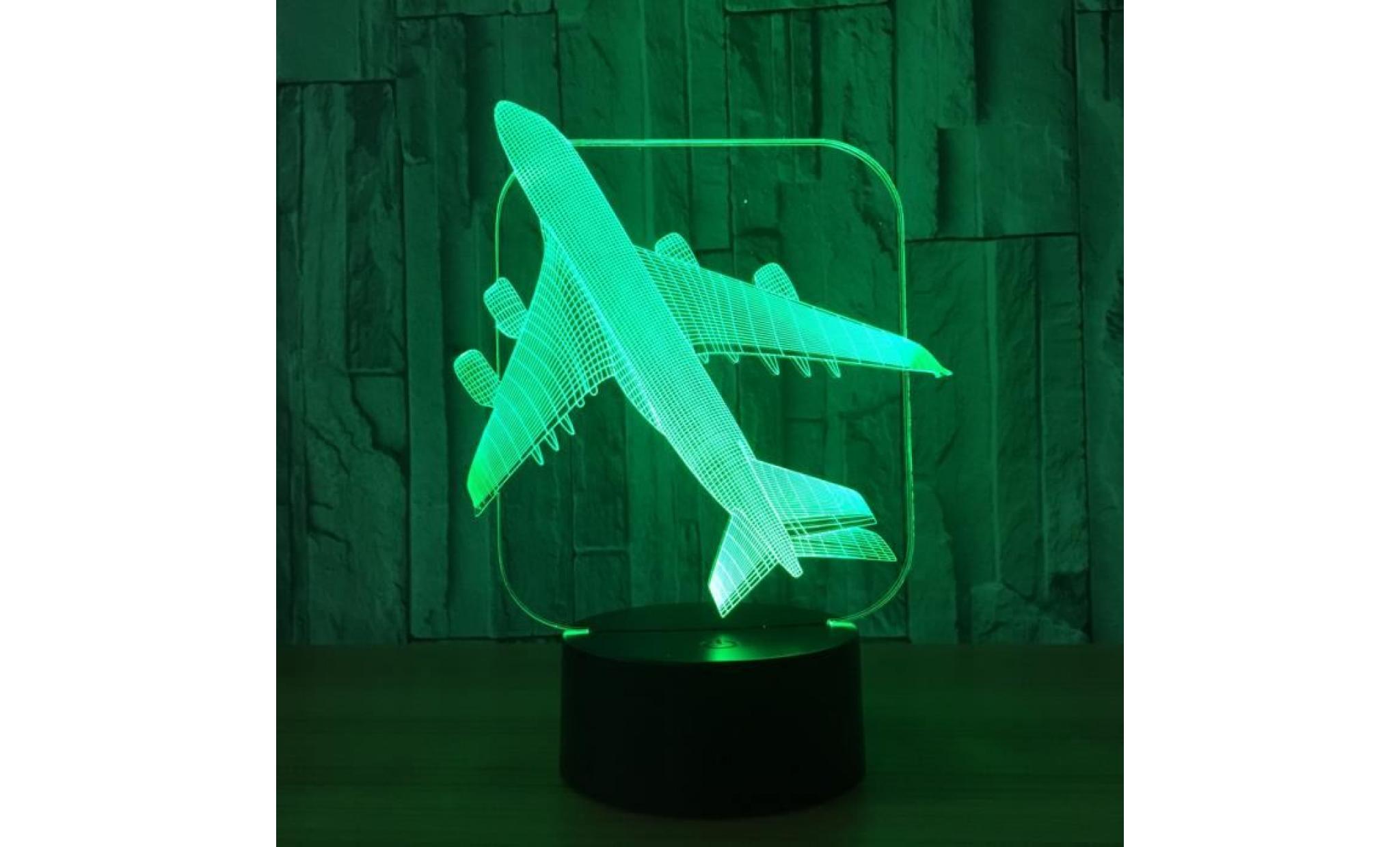 air avion 3d table lumineuse lampe optique illusion bulbaison nuit lumière 7 couleurs changeantes lampe d'ambiance pas cher