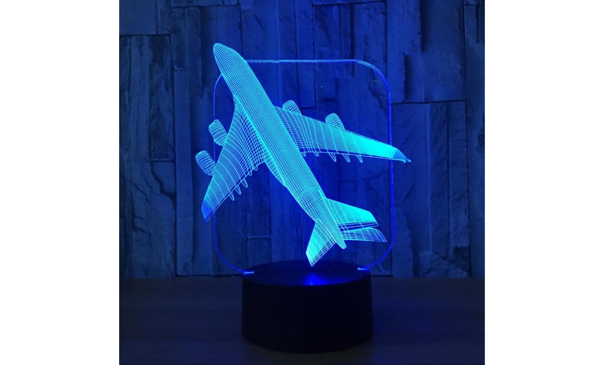 air avion 3d table lumineuse lampe optique illusion bulbaison nuit lumière 7 couleurs changeantes lampe d'ambiance pas cher