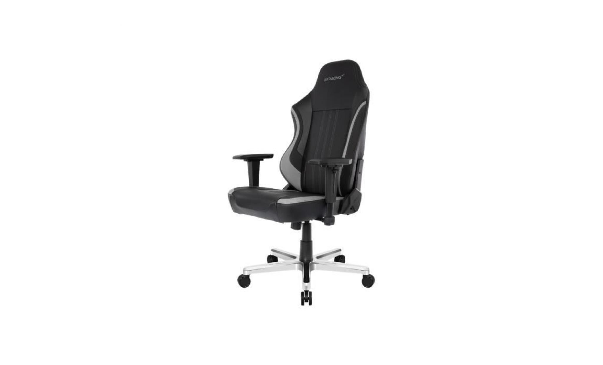 akracing solitude chaise accoudoirs en t pivotant aluminium, acier, cuir polyuréthane, high density molded foam noir, brun