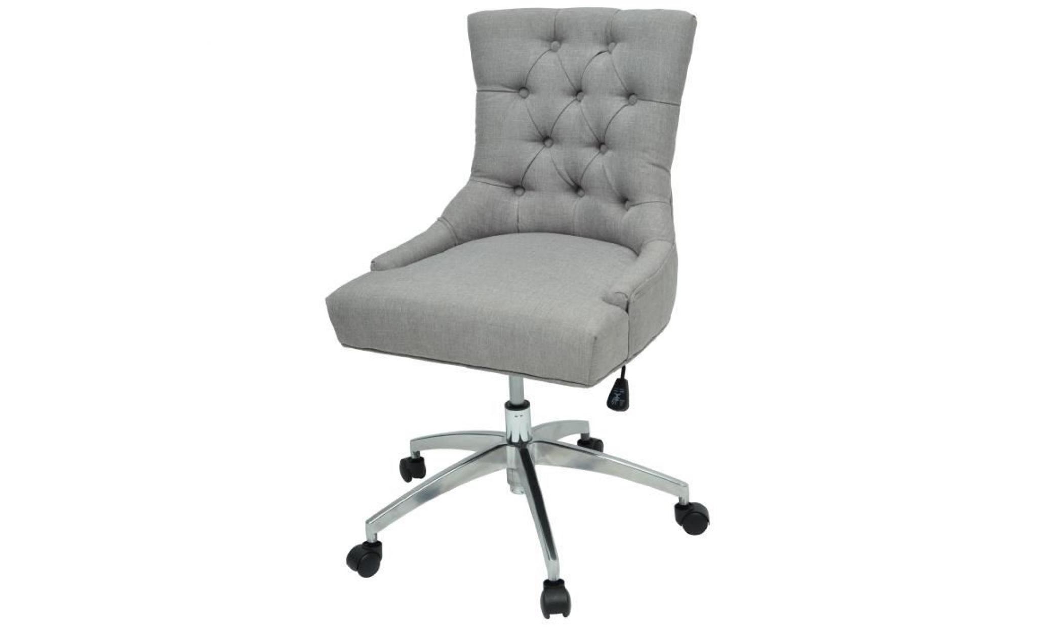 aleria fauteuil de bureau   tissu gris clair   l 58 x p 60 cm