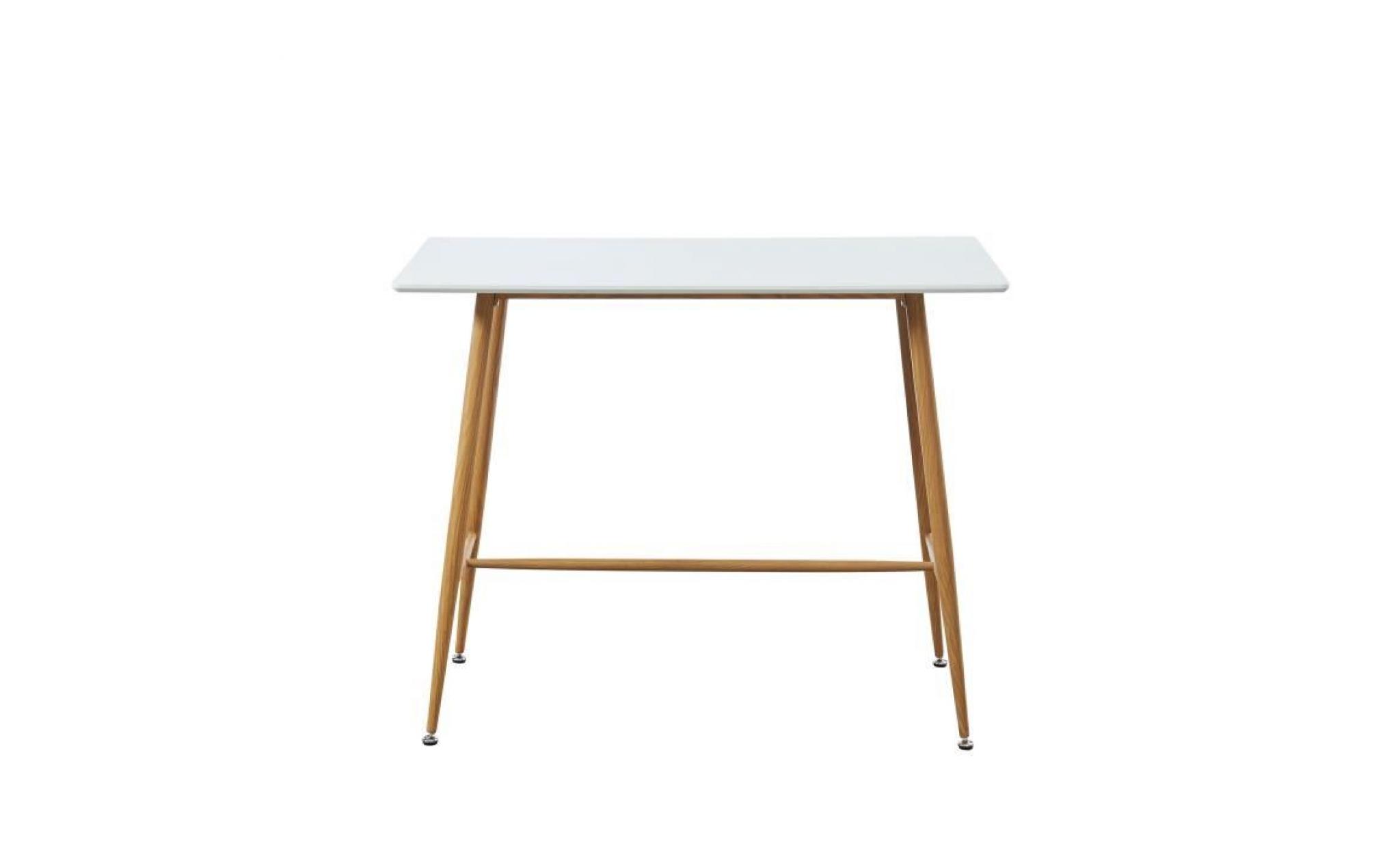 alina table bar scandinave   blanc laqué satiné   l 120 x l 60 cm