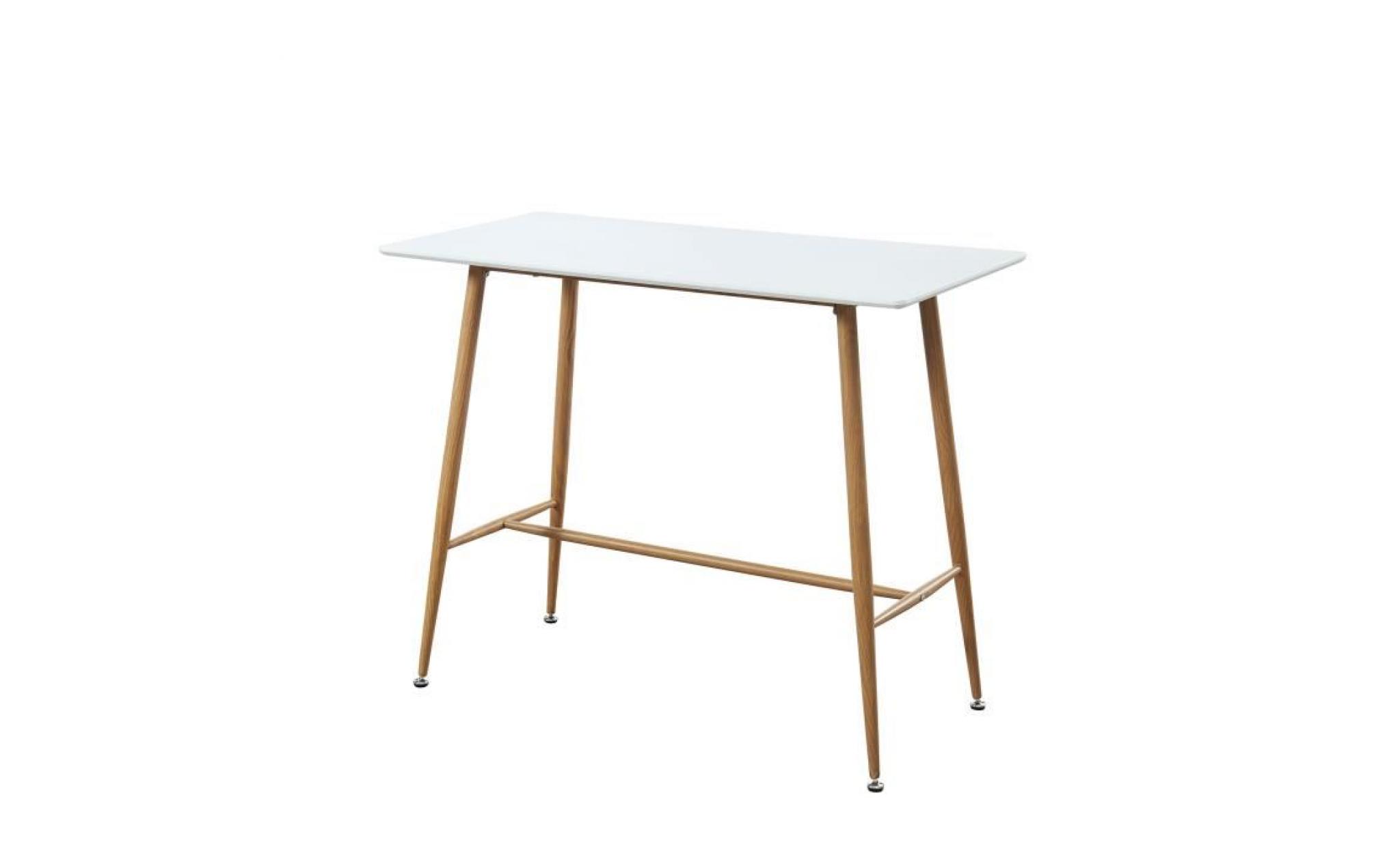 alina table bar scandinave   blanc laqué satiné   l 120 x l 60 cm pas cher