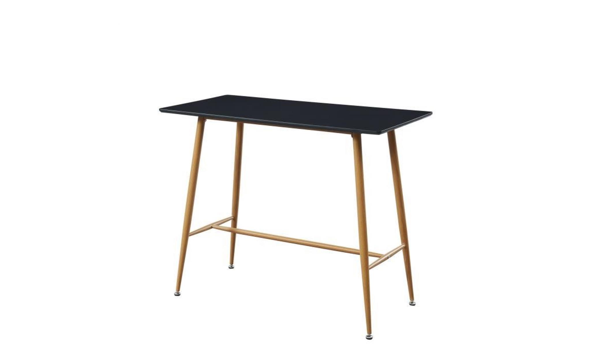 alina table bar scandinave   noir laqué satiné   l 120 x l 60 cm