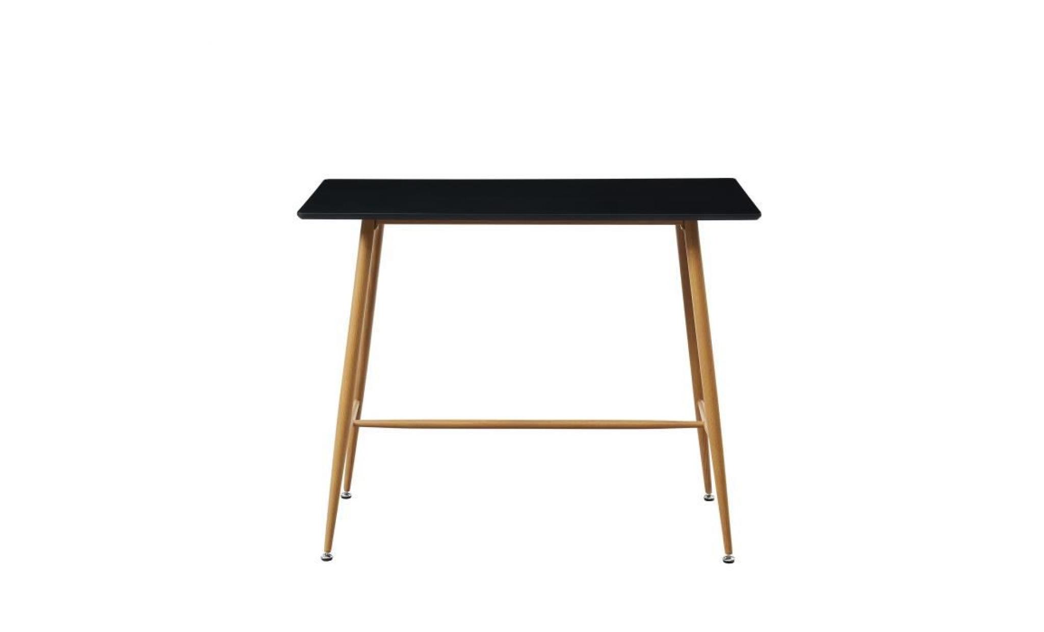alina table bar scandinave   noir laqué satiné   l 120 x l 60 cm pas cher