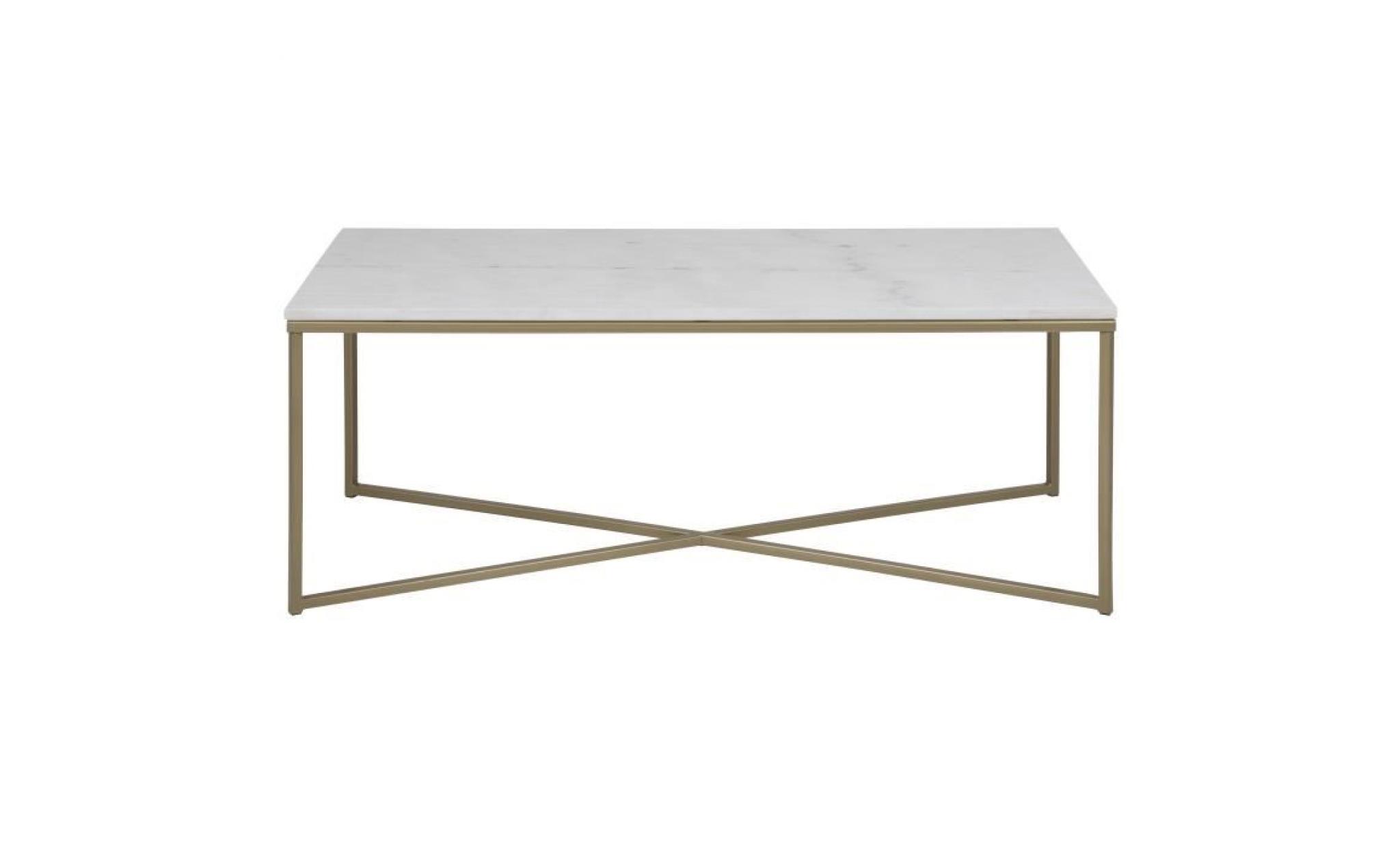 alisma table basse style contemporain en métal peint en laiton léger + plateau en marbre guangxi blanc   l 120 x l 60 cm pas cher